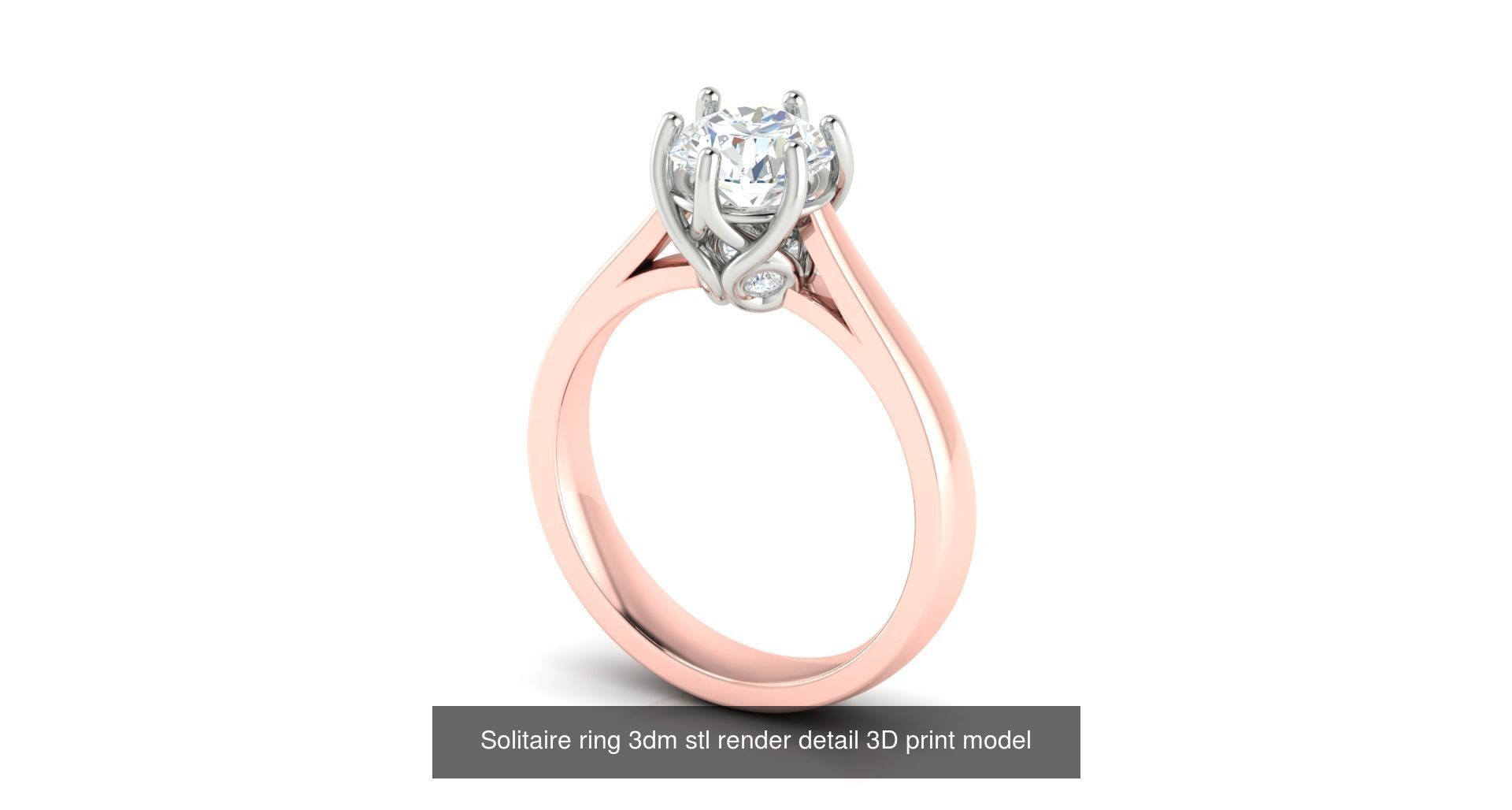 200 model-Bulk Solitaire ring 3dm stl render detail 3D print  3D Model Collection_41