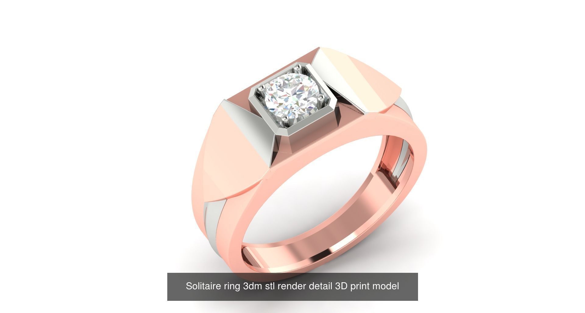 200 model-Bulk Solitaire ring 3dm stl render detail 3D print  3D Model Collection_88