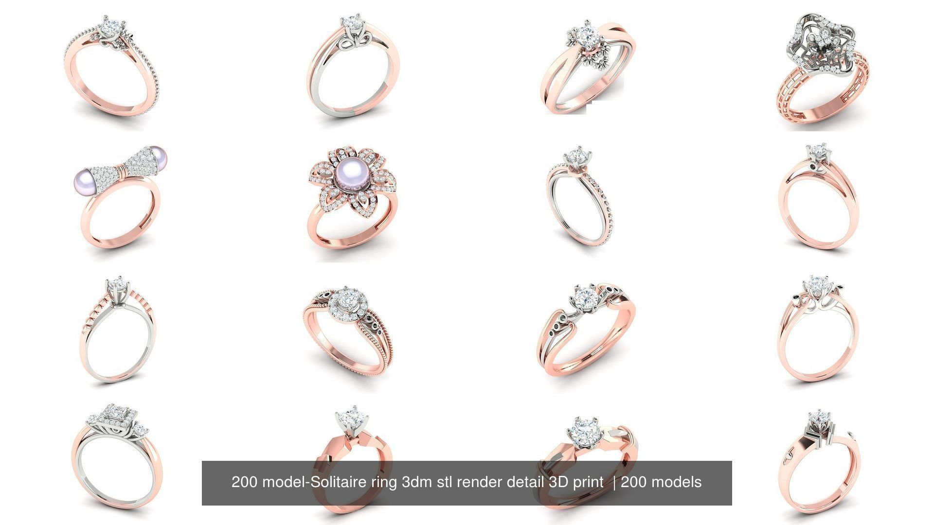 200 model-Bulk Solitaire ring 3dm stl render detail 3D print  3D Model Collection_30