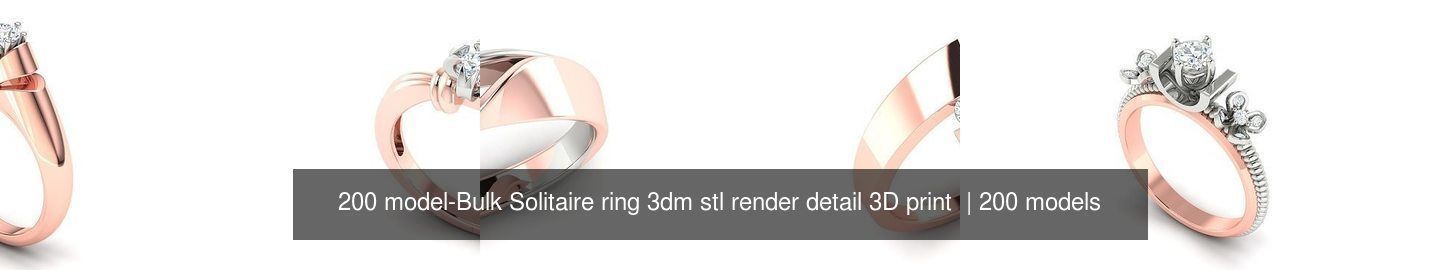 200 model-Bulk Solitaire ring 3dm stl render detail 3D print  3D Model Collection_20