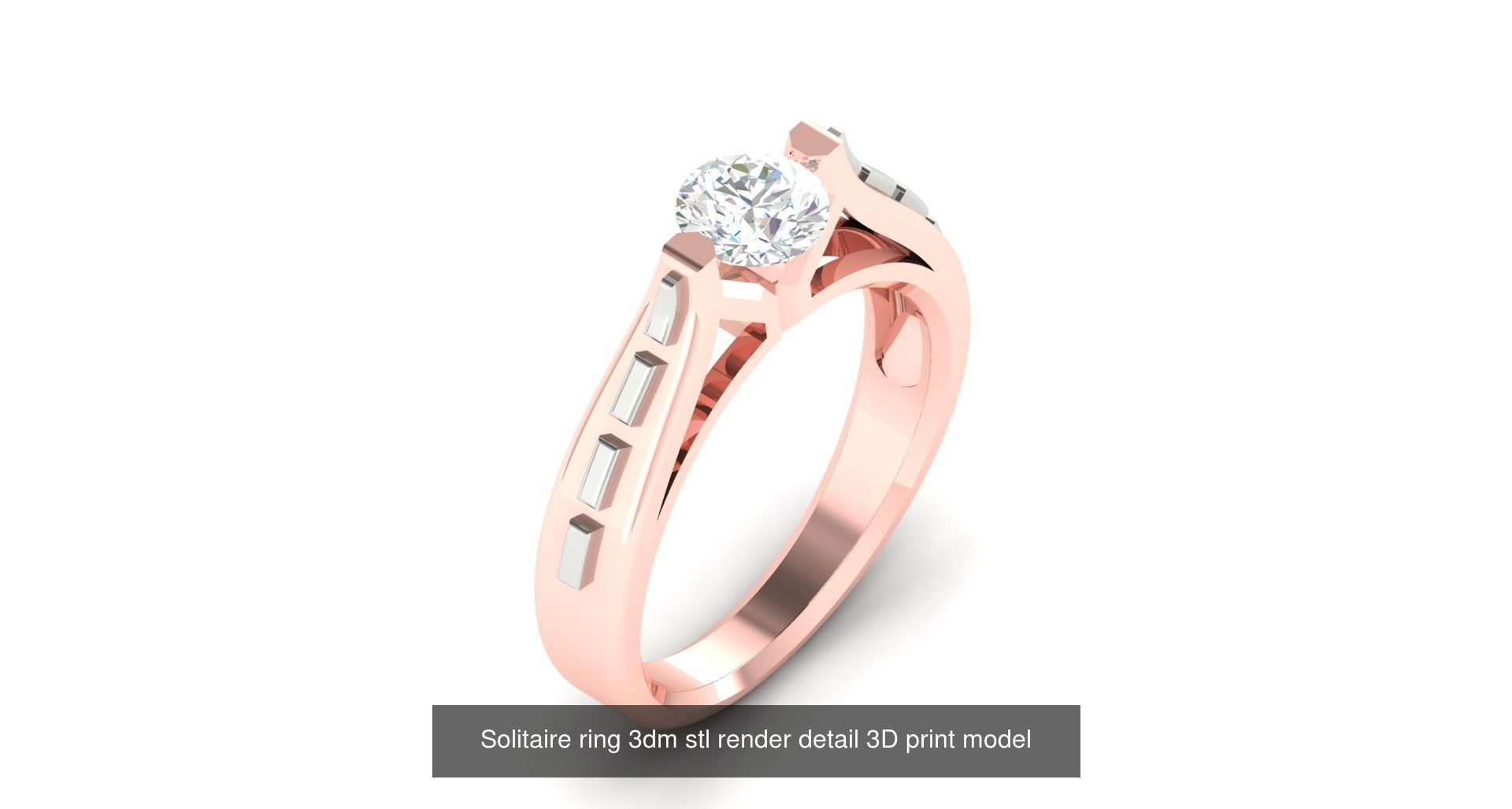 200 model-Bulk Solitaire ring 3dm stl render detail 3D print  3D Model Collection_37