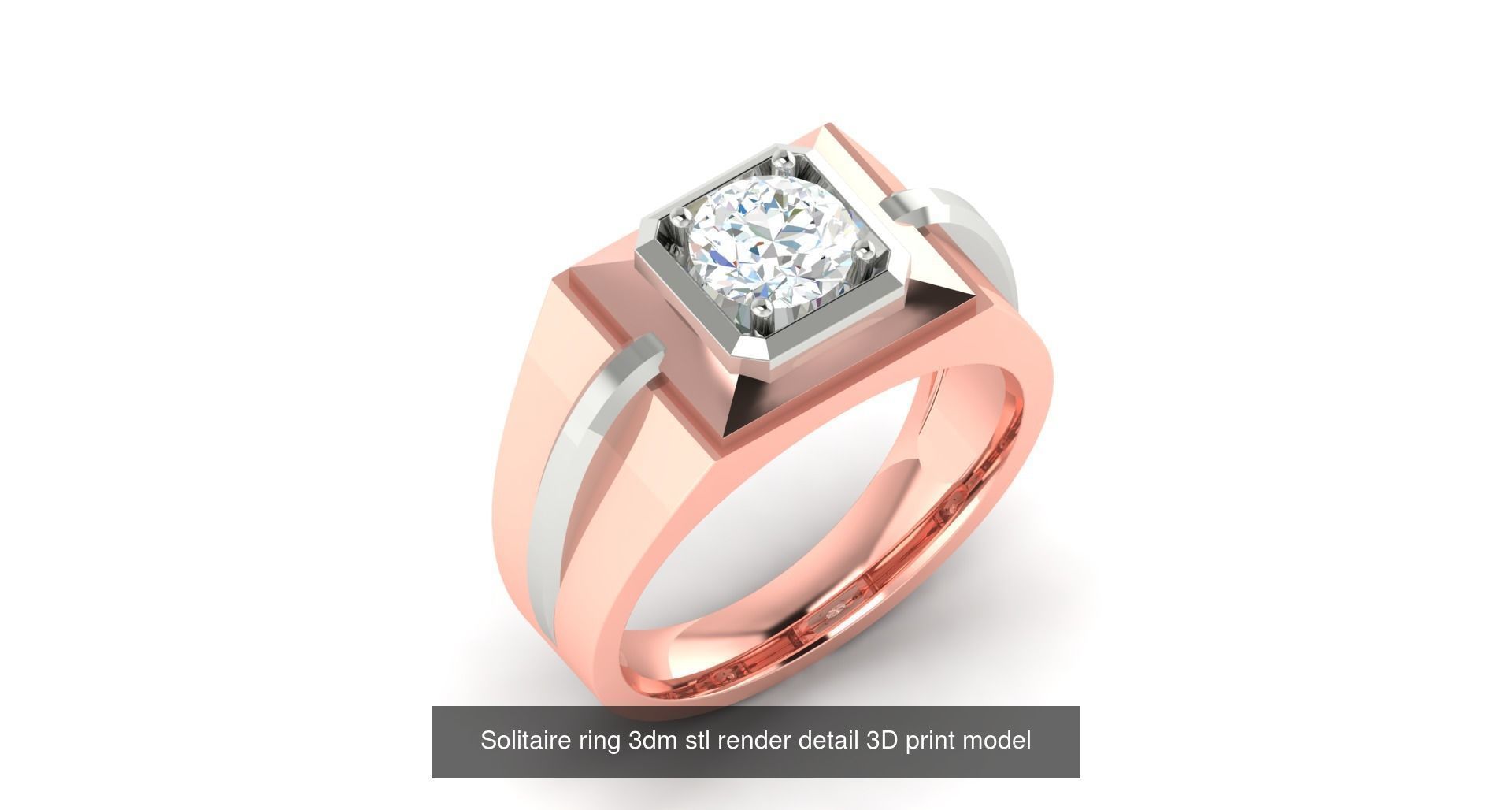 200 model-Bulk Solitaire ring 3dm stl render detail 3D print  3D Model Collection_82