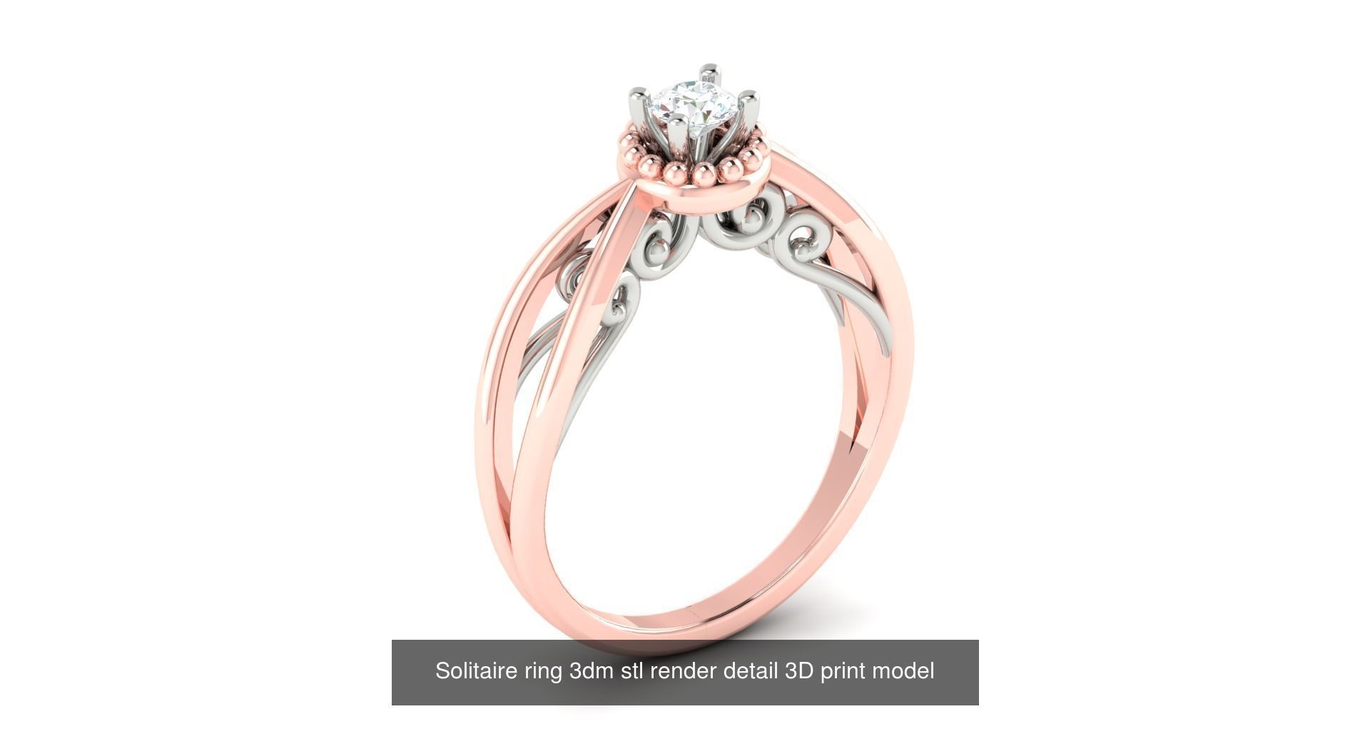 200 model-Bulk Solitaire ring 3dm stl render detail 3D print  3D Model Collection_124