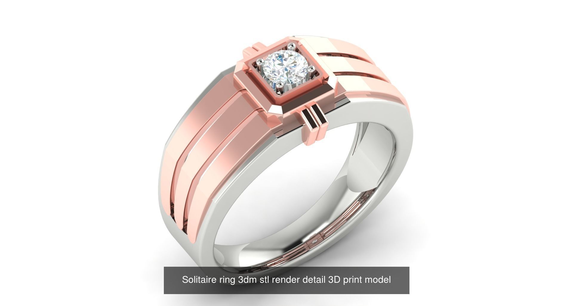 200 model-Bulk Solitaire ring 3dm stl render detail 3D print  3D Model Collection_77