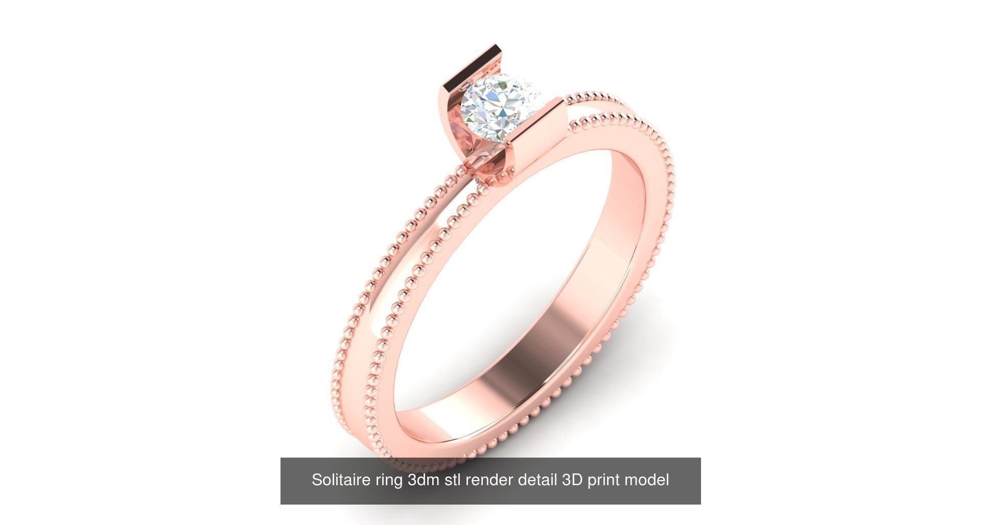 200 model-Bulk Solitaire ring 3dm stl render detail 3D print  3D Model Collection_118