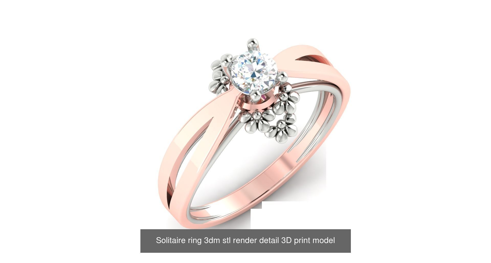 200 model-Bulk Solitaire ring 3dm stl render detail 3D print  3D Model Collection_147