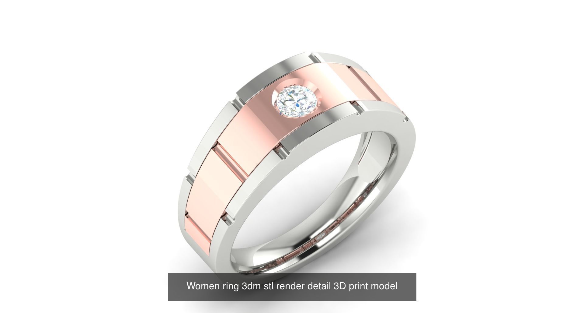 200 model-Bulk Solitaire ring 3dm stl render detail 3D print  3D Model Collection_75