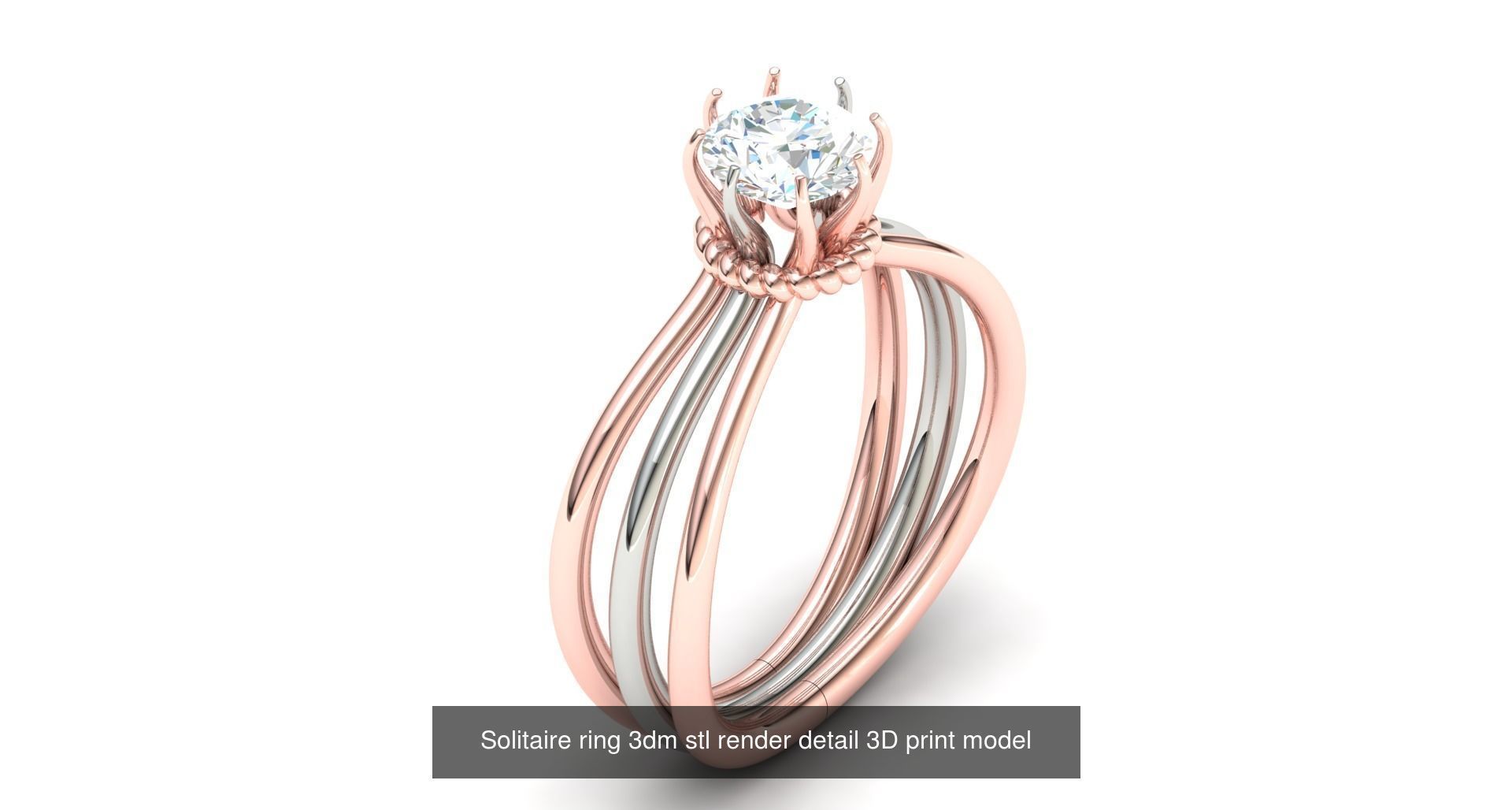 200 model-Bulk Solitaire ring 3dm stl render detail 3D print  3D Model Collection_45