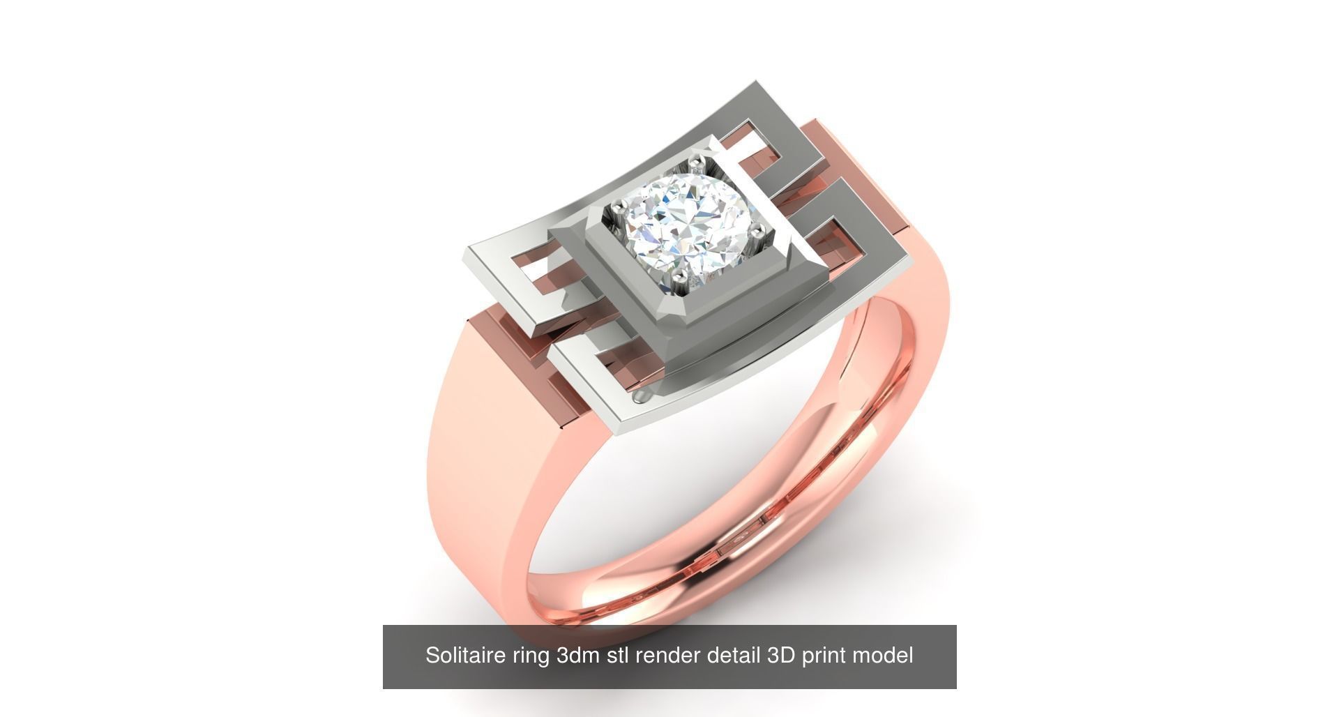 200 model-Bulk Solitaire ring 3dm stl render detail 3D print  3D Model Collection_83