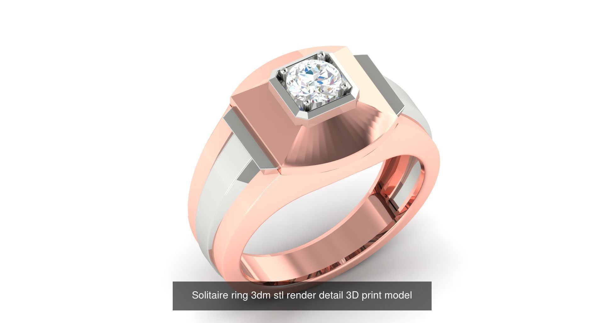 200 model-Bulk Solitaire ring 3dm stl render detail 3D print  3D Model Collection_91