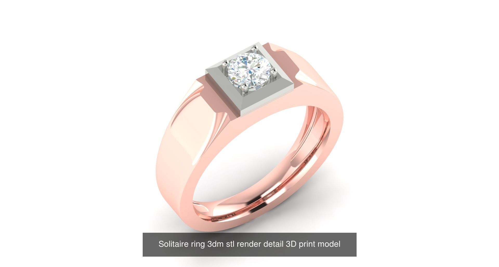 200 model-Bulk Solitaire ring 3dm stl render detail 3D print  3D Model Collection_48