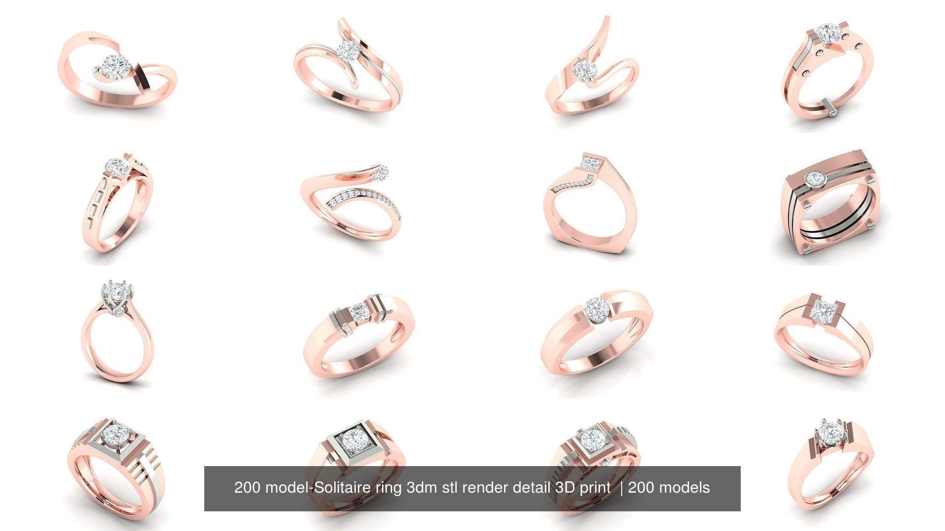 200 model-Bulk Solitaire ring 3dm stl render detail 3D print  3D Model Collection_2