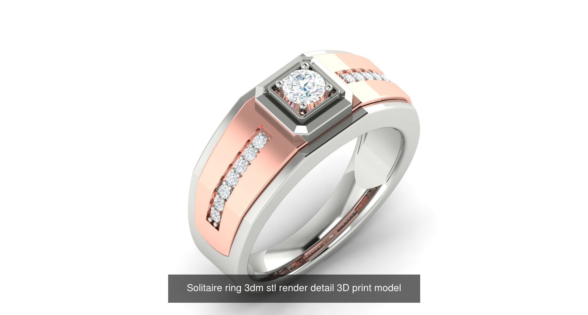 200 model-Bulk Solitaire ring 3dm stl render detail 3D print  3D Model Collection_76