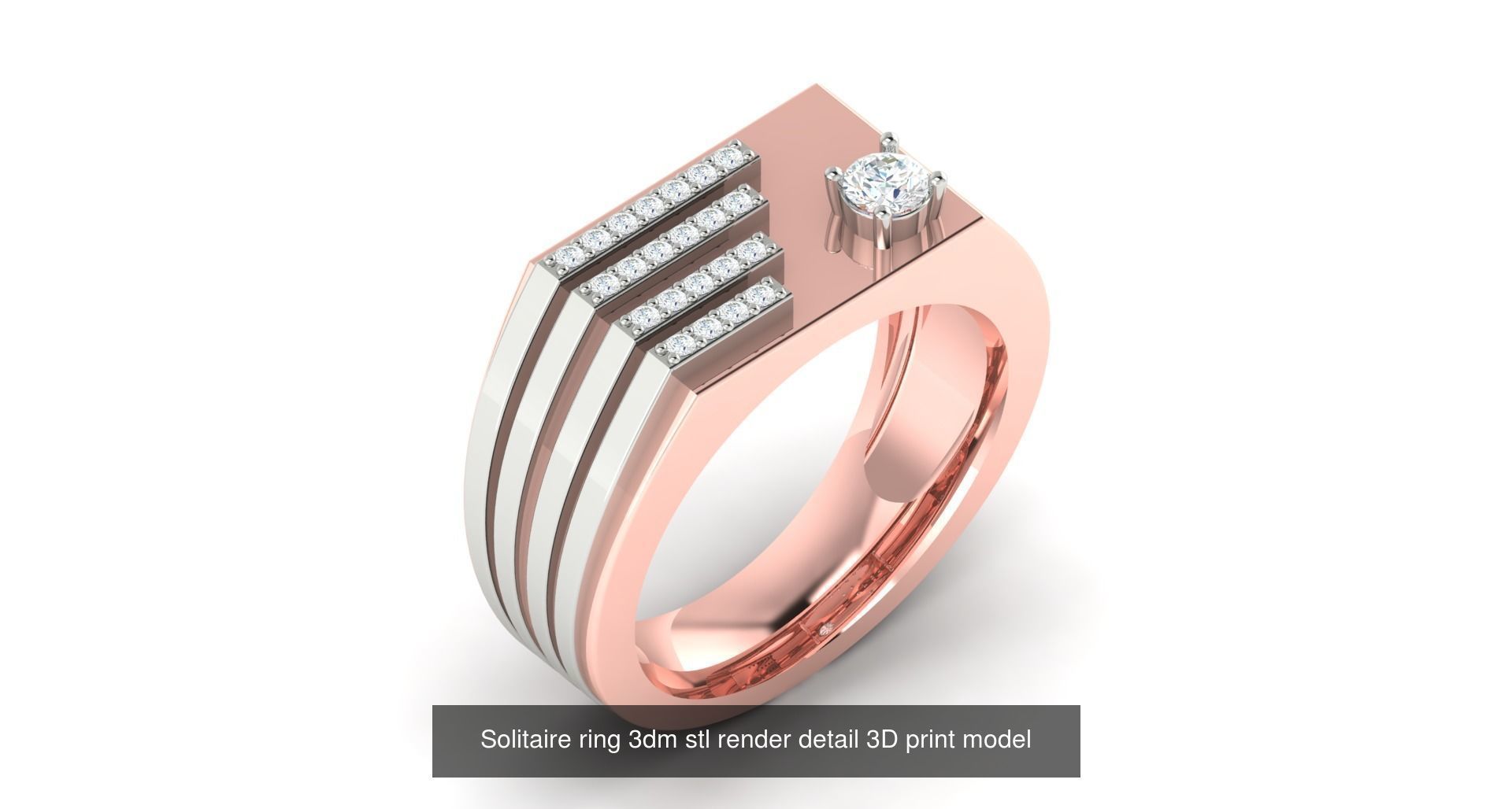 200 model-Bulk Solitaire ring 3dm stl render detail 3D print  3D Model Collection_67