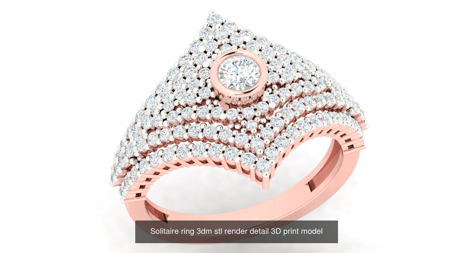 200 model-Bulk Solitaire ring 3dm stl render detail 3D print  3D Model Collection_103