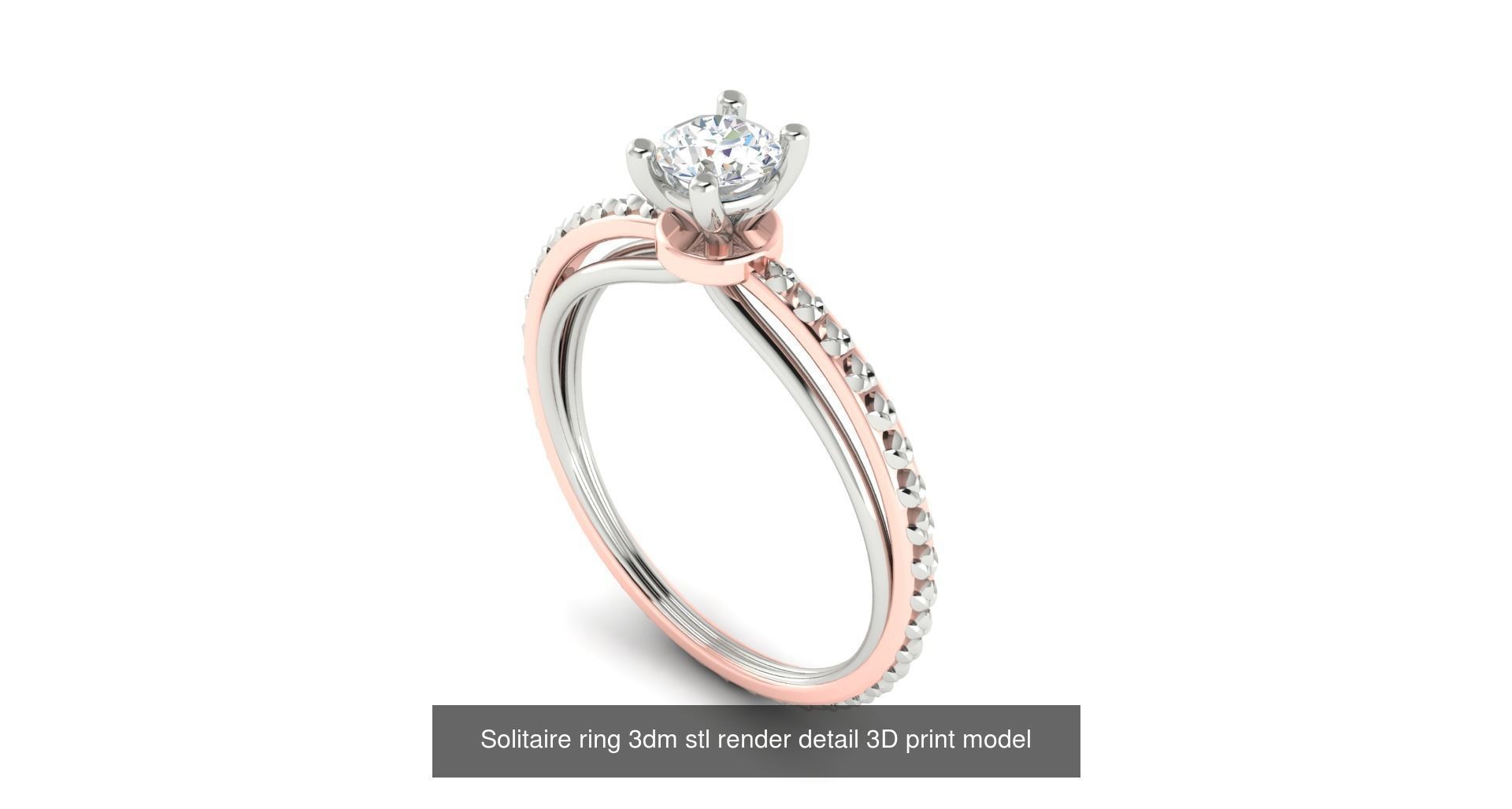 200 model-Bulk Solitaire ring 3dm stl render detail 3D print  3D Model Collection_150