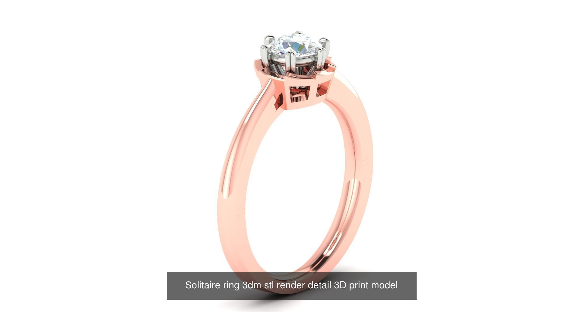 200 model-Bulk Solitaire ring 3dm stl render detail 3D print  3D Model Collection_97