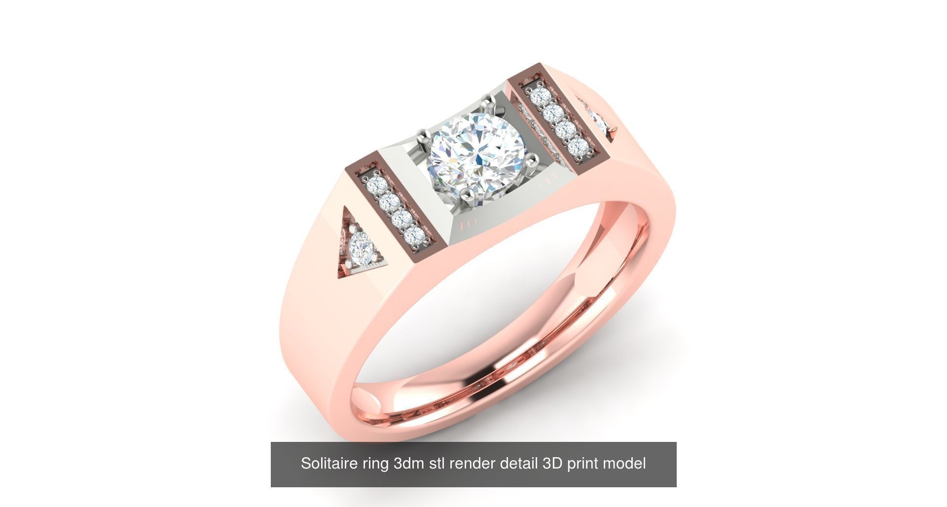 200 model-Bulk Solitaire ring 3dm stl render detail 3D print  3D Model Collection_59