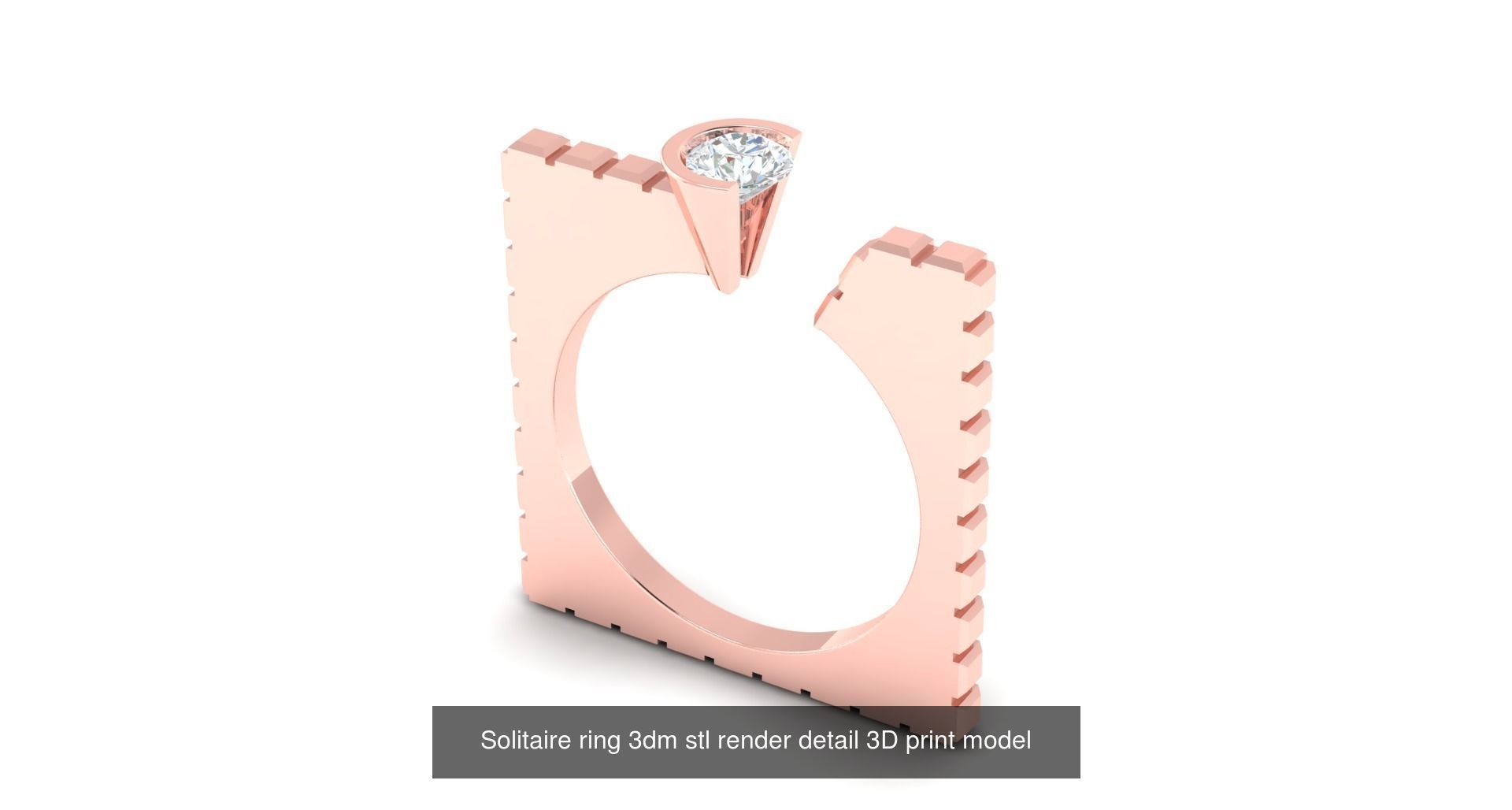 200 model-Bulk Solitaire ring 3dm stl render detail 3D print  3D Model Collection_163