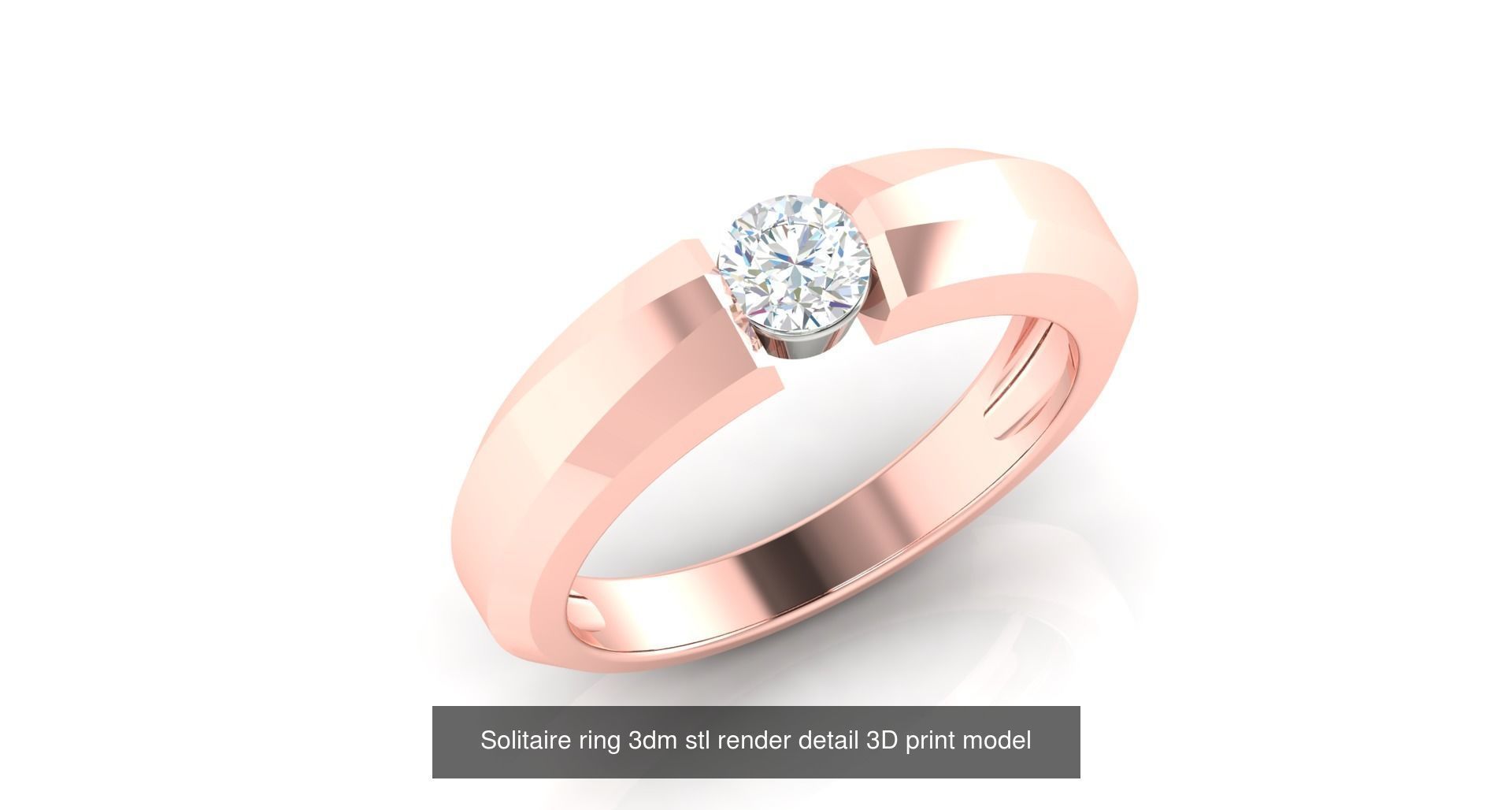 200 model-Bulk Solitaire ring 3dm stl render detail 3D print  3D Model Collection_43