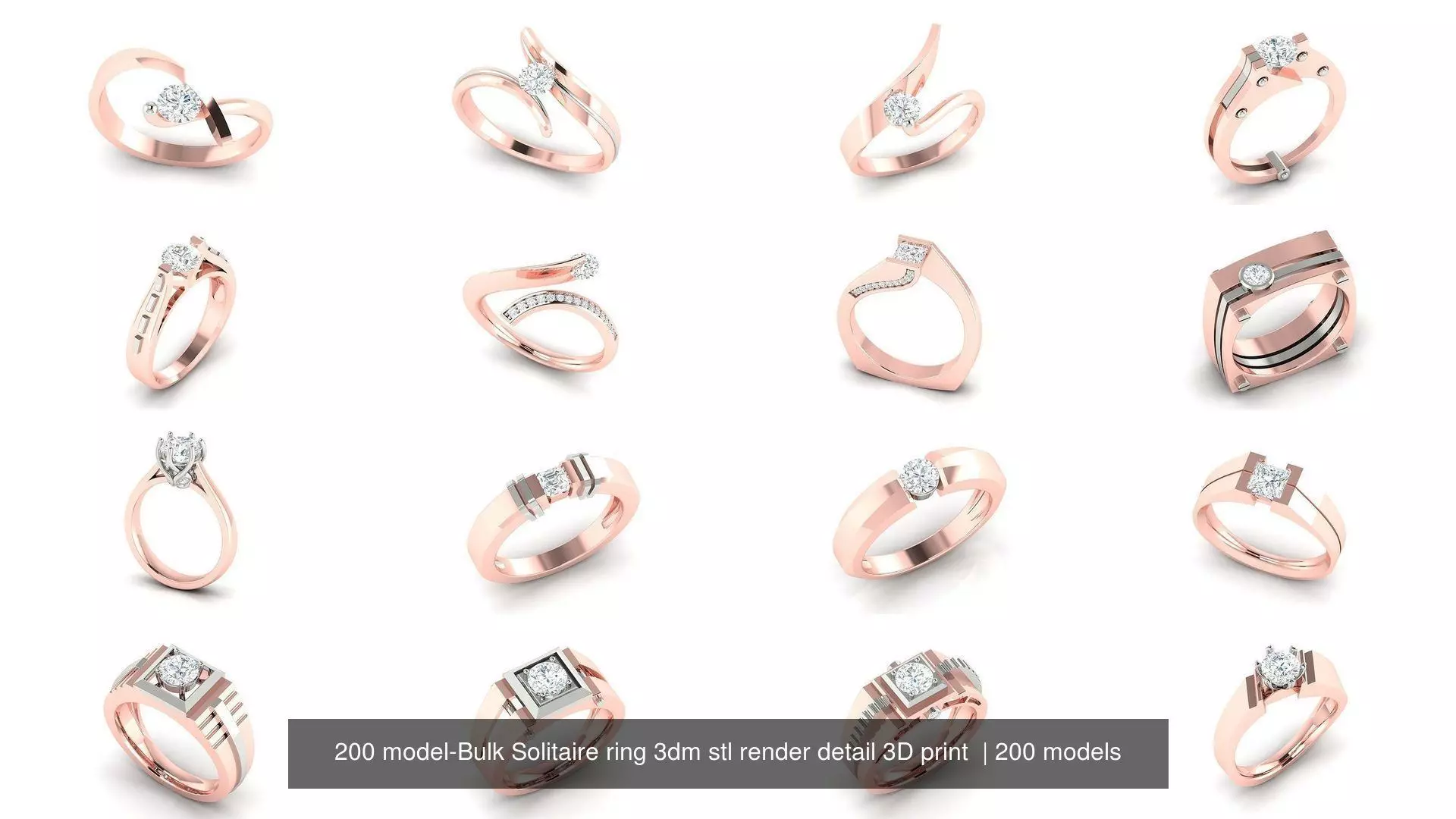 200 model-Bulk Solitaire ring 3dm stl render detail 3D print  3D Model Collection_1