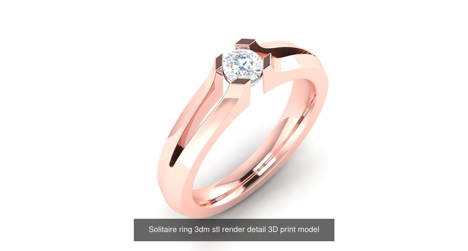 200 model-Bulk Solitaire ring 3dm stl render detail 3D print  3D Model Collection_143