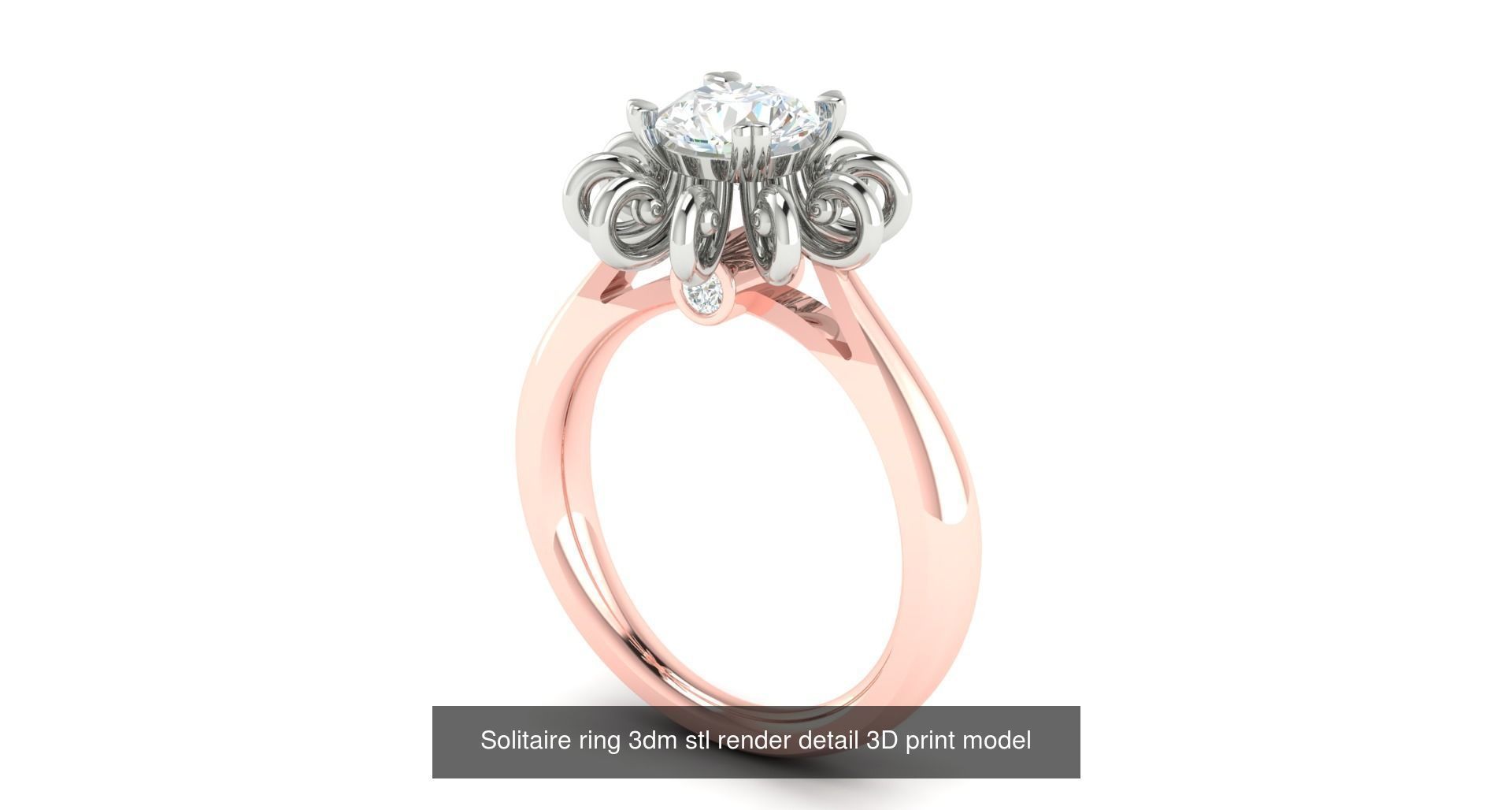 200 model-Bulk Solitaire ring 3dm stl render detail 3D print  3D Model Collection_56