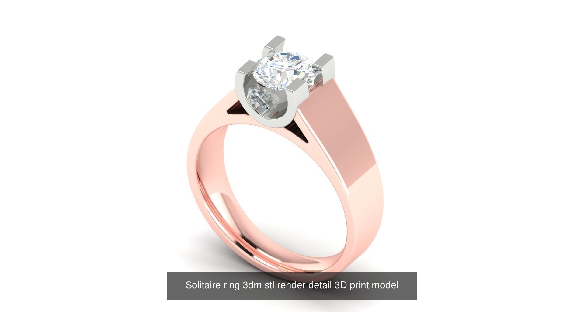 200 model-Bulk Solitaire ring 3dm stl render detail 3D print  3D Model Collection_61