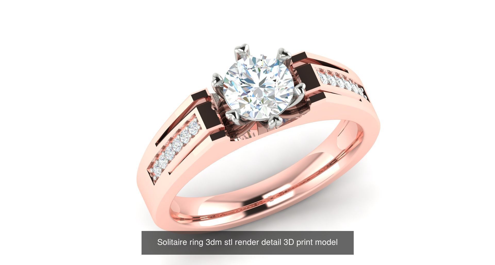 200 model-Bulk Solitaire ring 3dm stl render detail 3D print  3D Model Collection_73