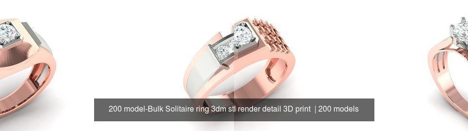 200 model-Bulk Solitaire ring 3dm stl render detail 3D print  3D Model Collection_8