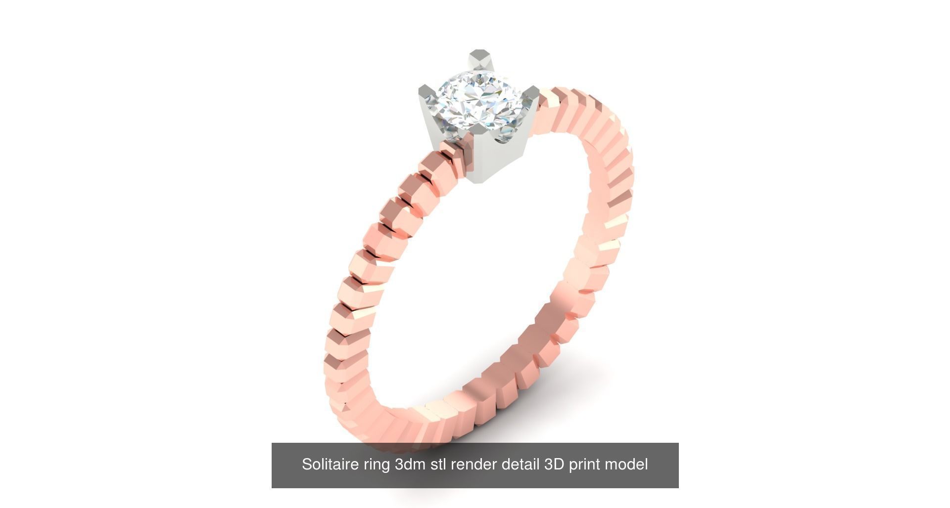 200 model-Bulk Solitaire ring 3dm stl render detail 3D print  3D Model Collection_108