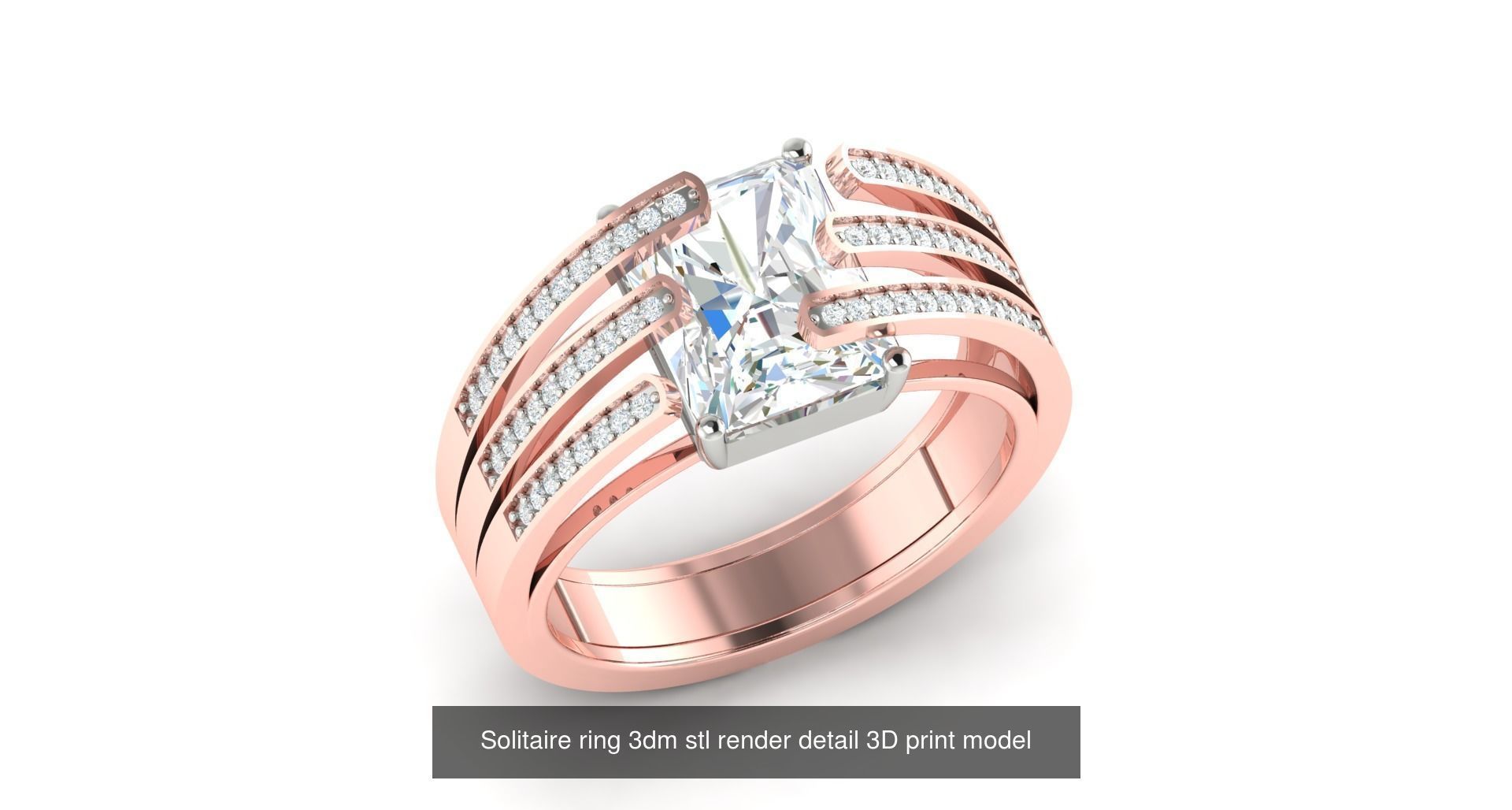 200 model-Bulk Solitaire ring 3dm stl render detail 3D print  3D Model Collection_68