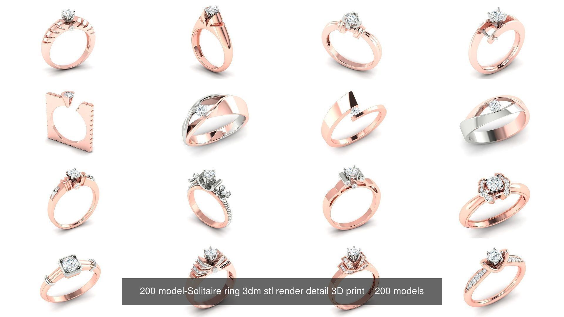 200 model-Bulk Solitaire ring 3dm stl render detail 3D print  3D Model Collection_32