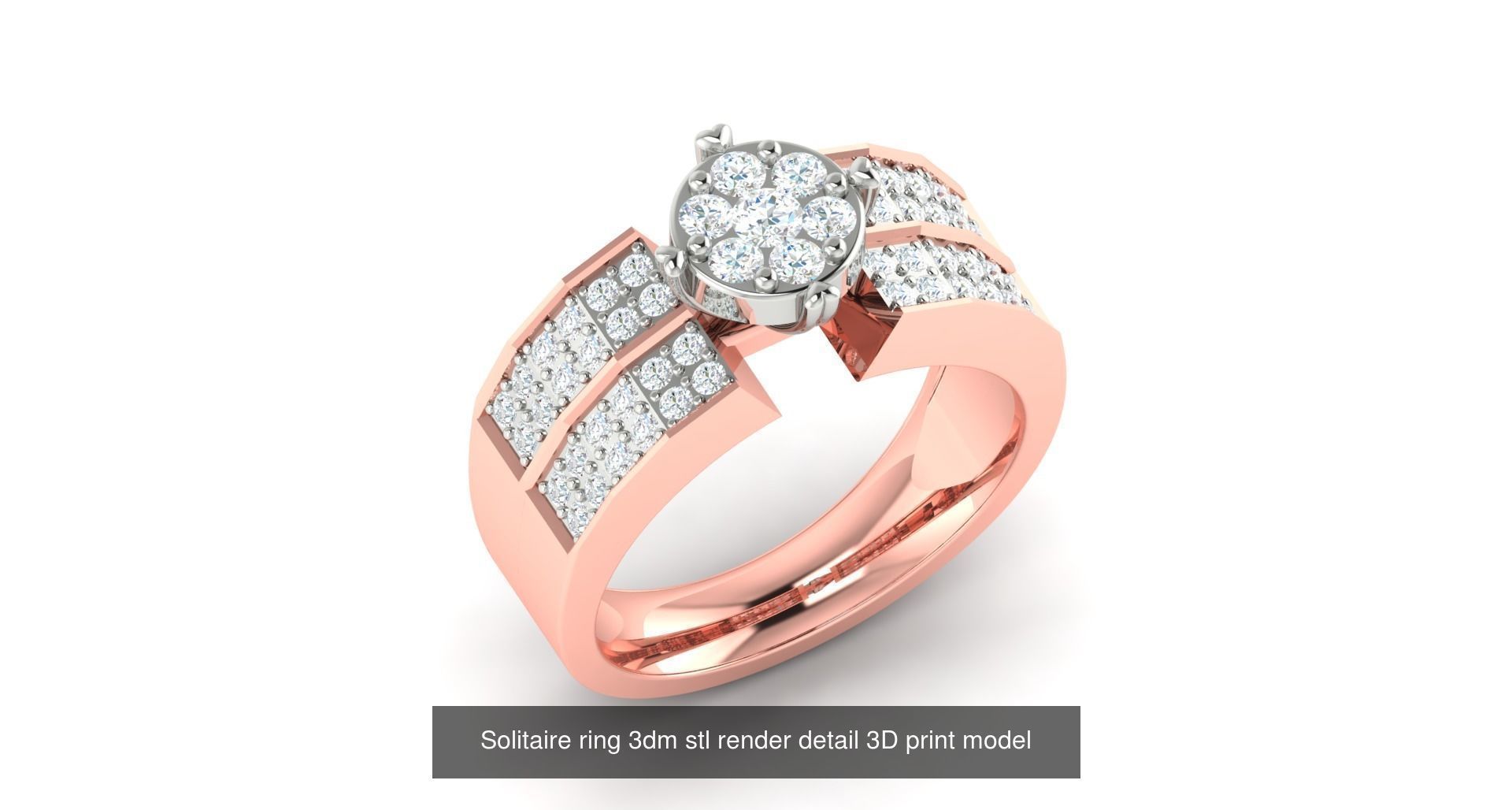 200 model-Bulk Solitaire ring 3dm stl render detail 3D print  3D Model Collection_129