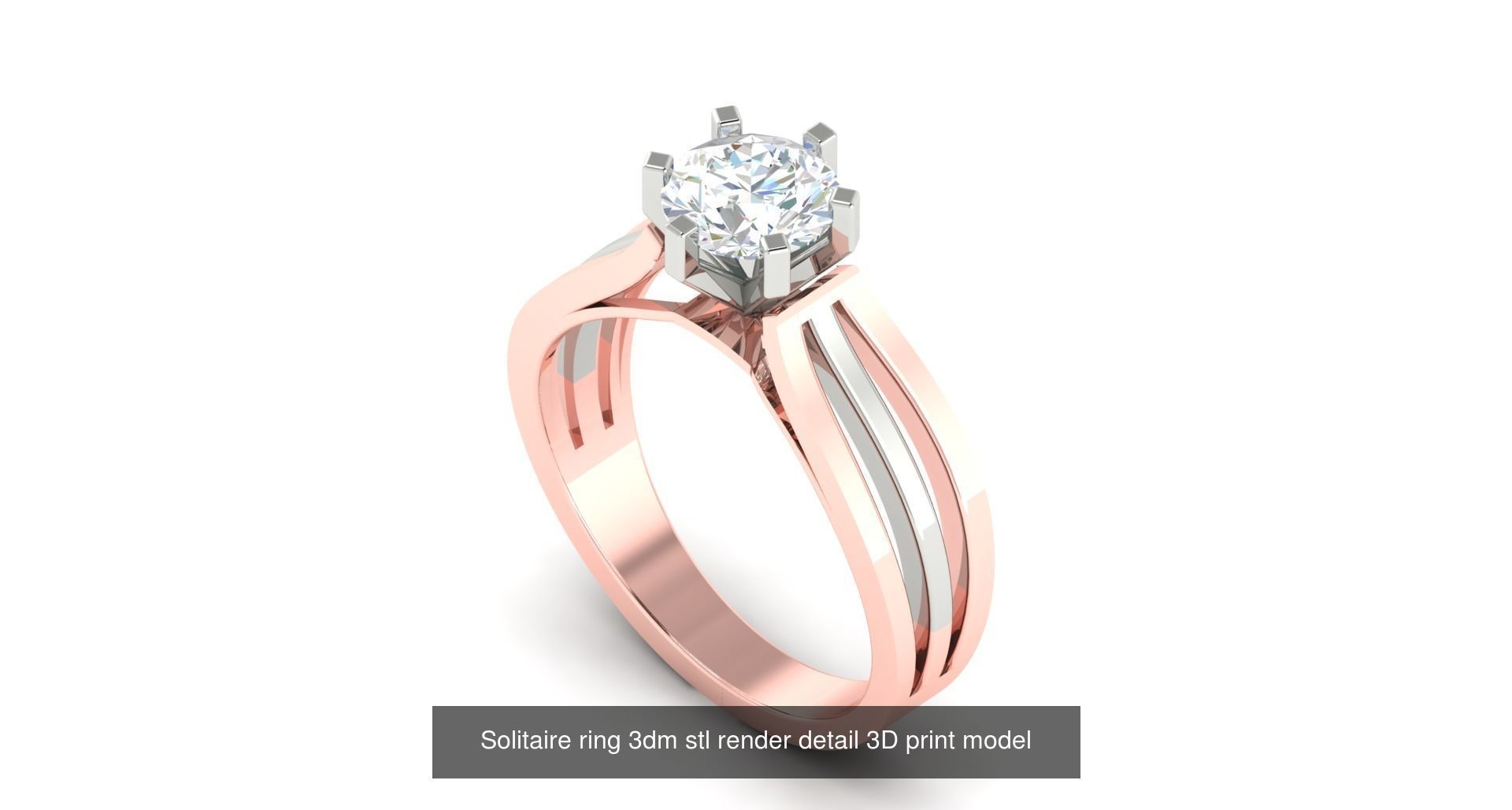 200 model-Bulk Solitaire ring 3dm stl render detail 3D print  3D Model Collection_92