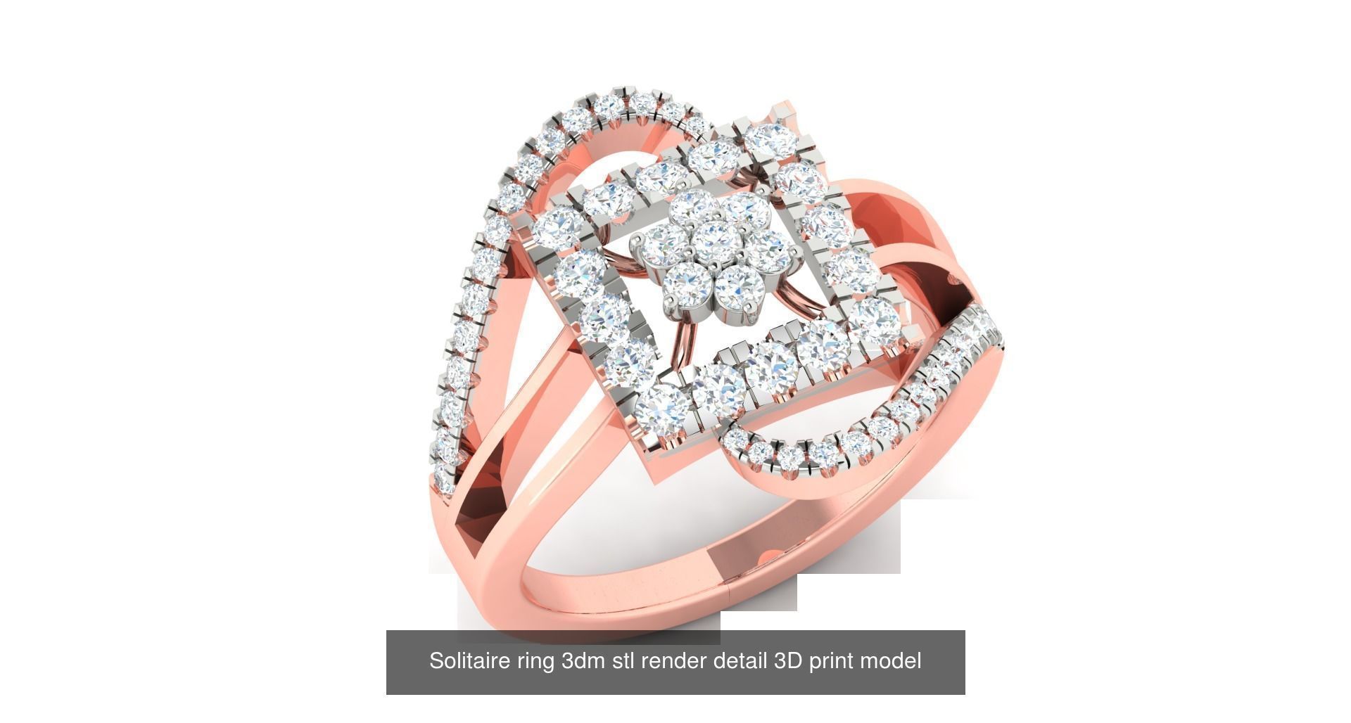 200 model-Bulk Solitaire ring 3dm stl render detail 3D print  3D Model Collection_131