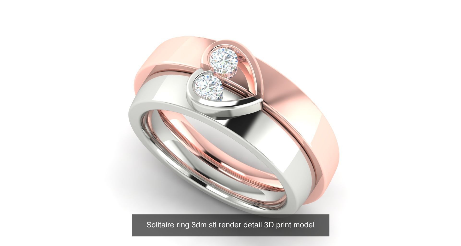 200 model-Bulk Solitaire ring 3dm stl render detail 3D print  3D Model Collection_60