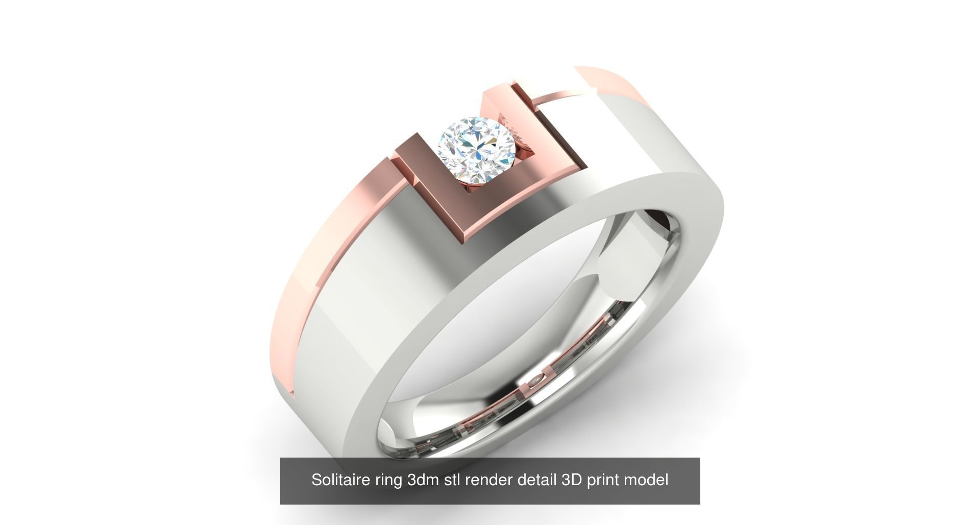 200 model-Bulk Solitaire ring 3dm stl render detail 3D print  3D Model Collection_79