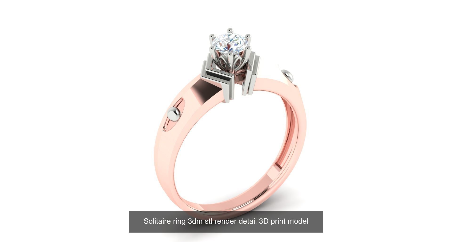 200 model-Bulk Solitaire ring 3dm stl render detail 3D print  3D Model Collection_159