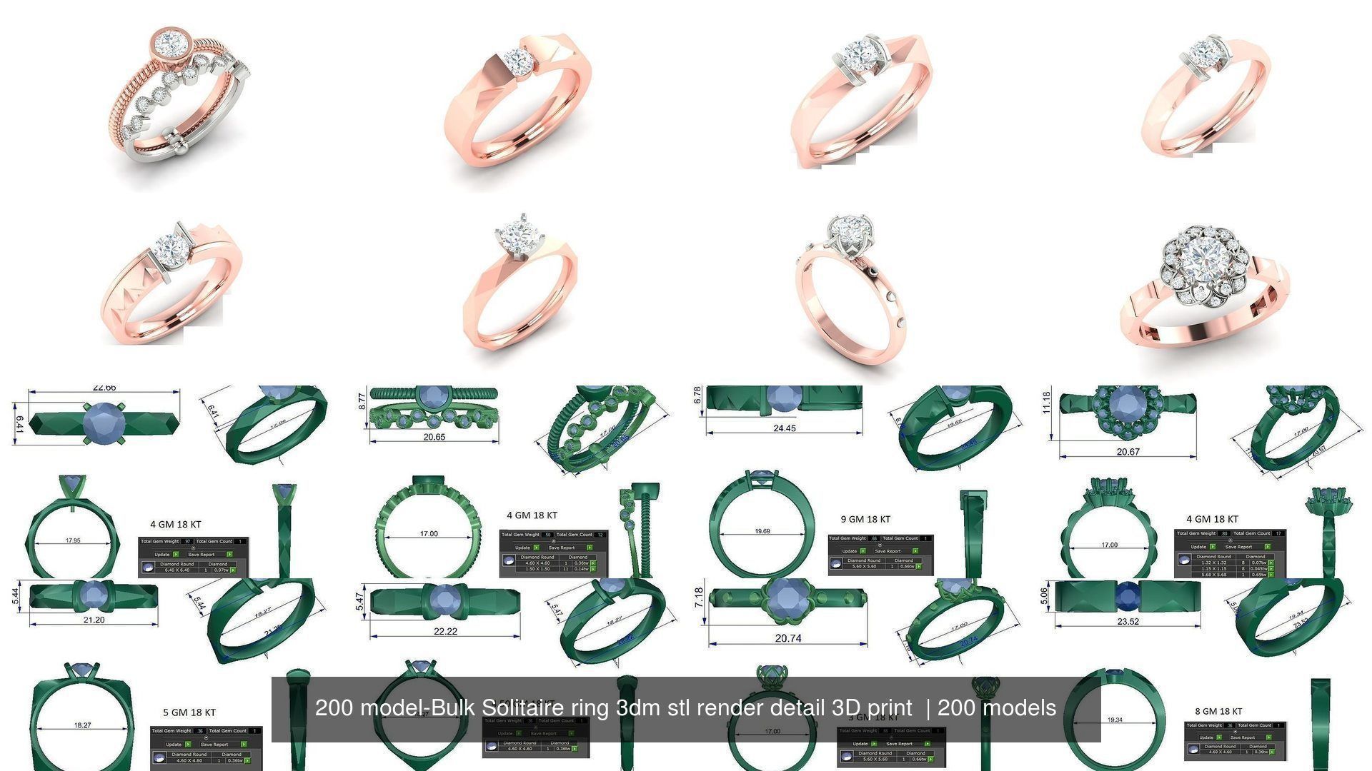 200 model-Bulk Solitaire ring 3dm stl render detail 3D print  3D Model Collection_24