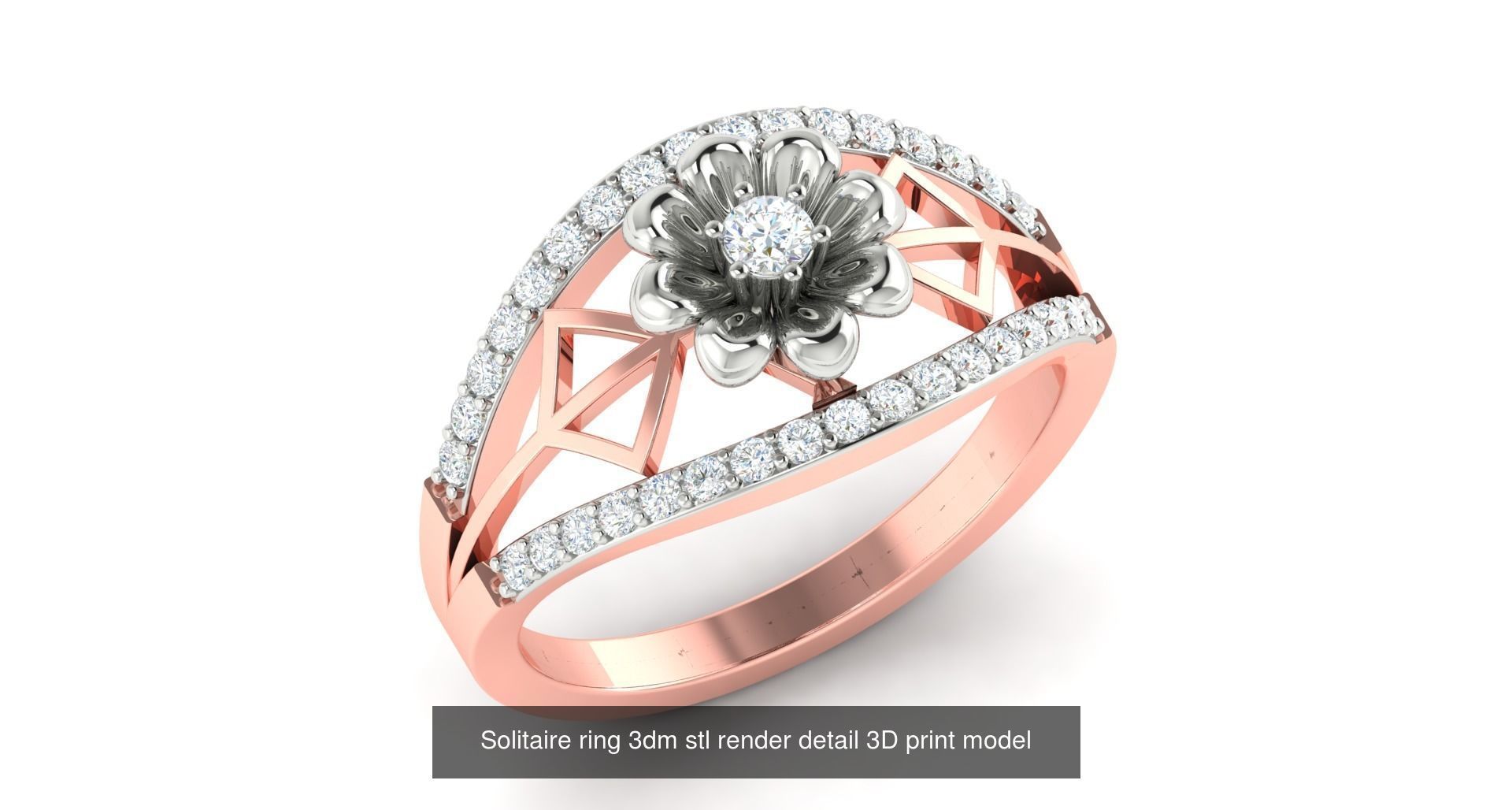 200 model-Bulk Solitaire ring 3dm stl render detail 3D print  3D Model Collection_126