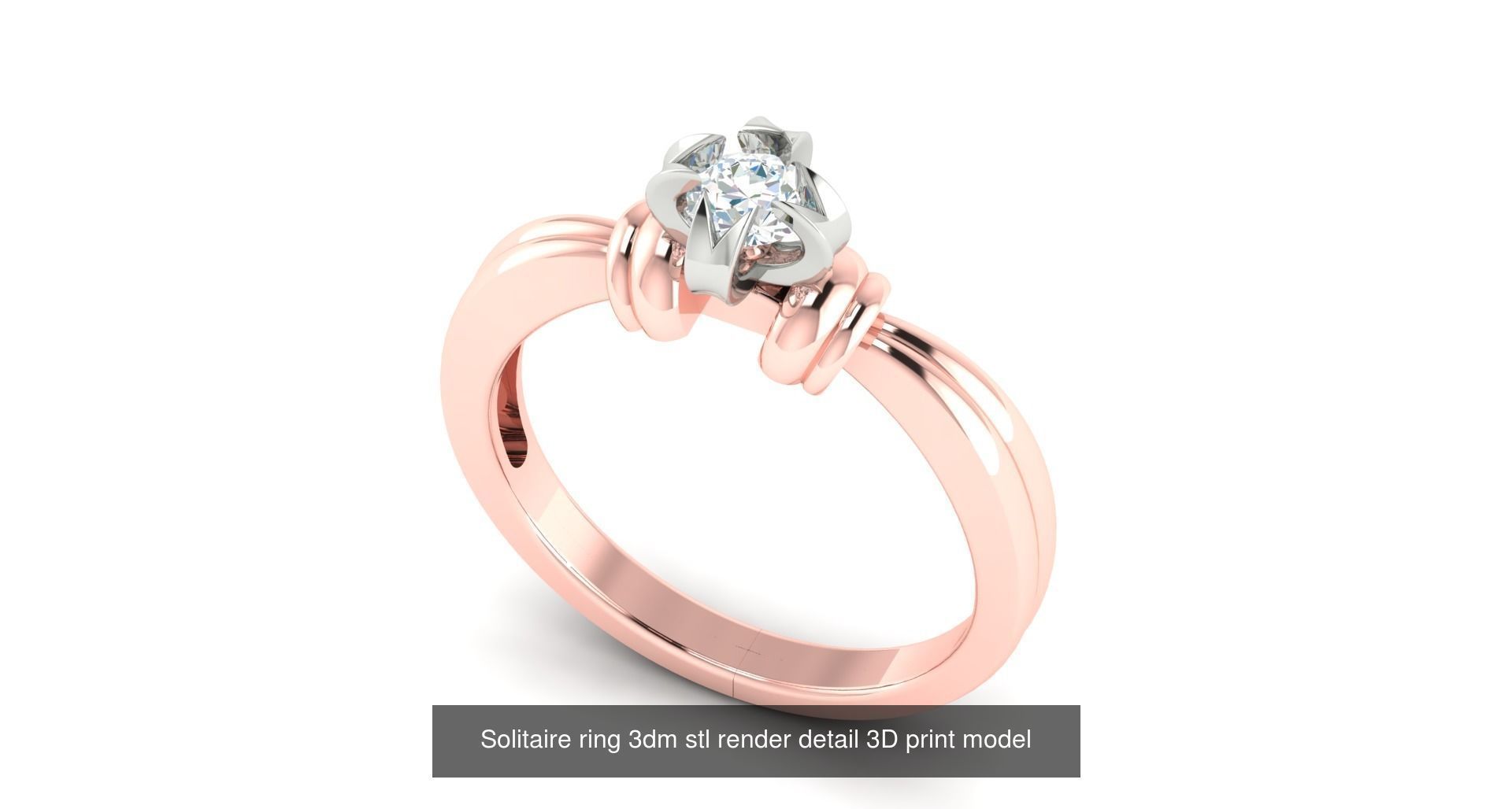 200 model-Bulk Solitaire ring 3dm stl render detail 3D print  3D Model Collection_161