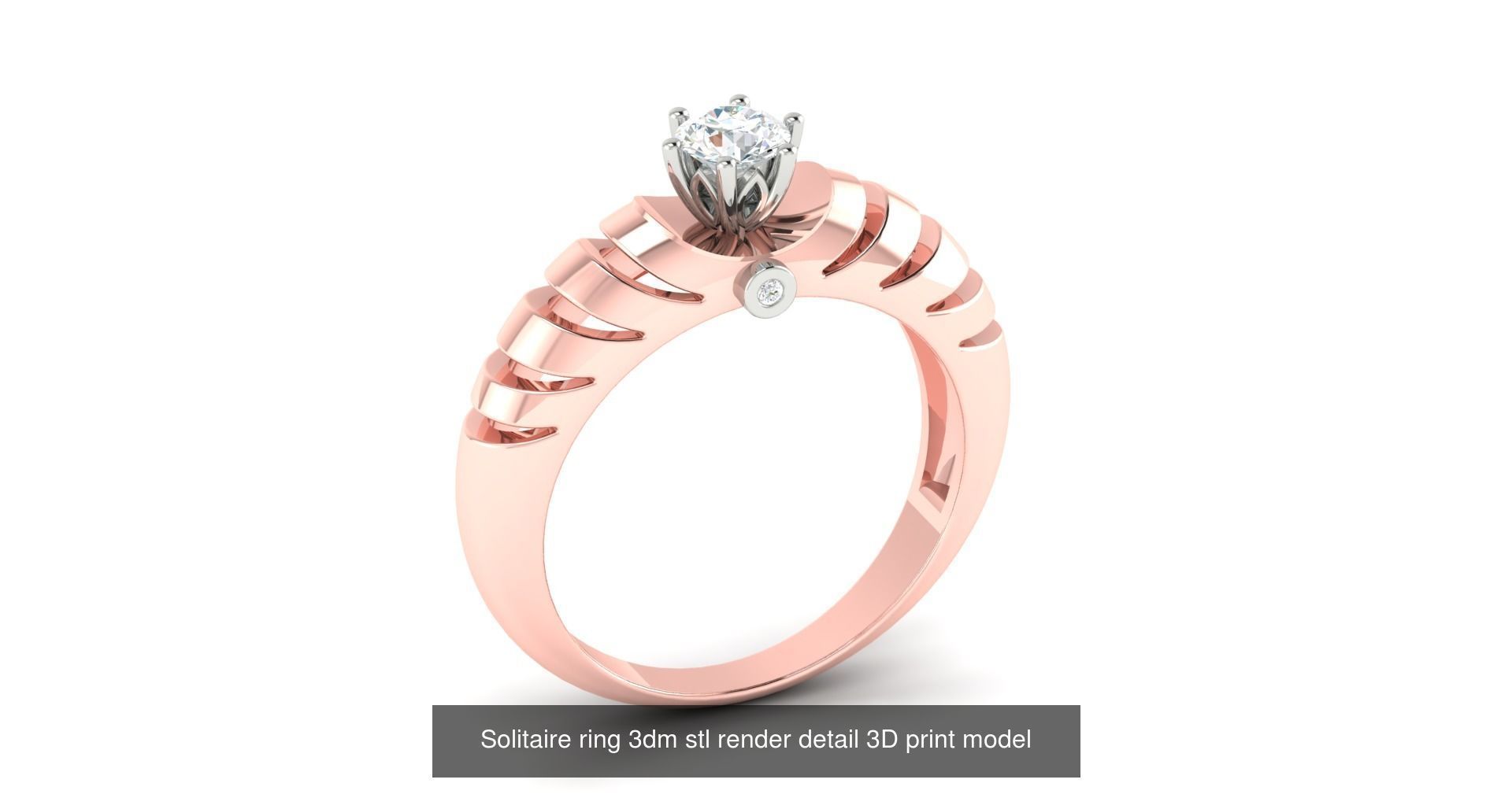 200 model-Bulk Solitaire ring 3dm stl render detail 3D print  3D Model Collection_160