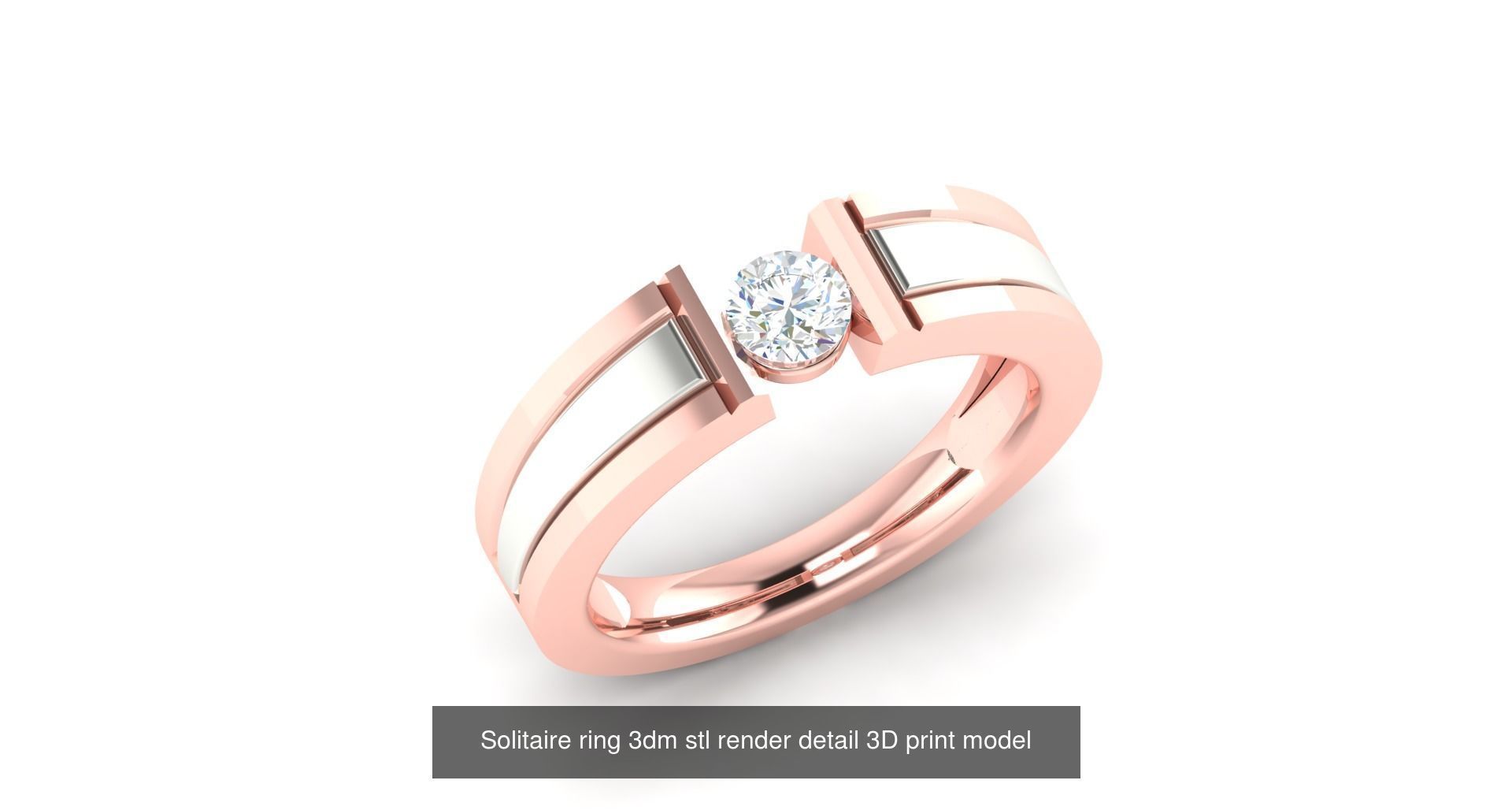200 model-Bulk Solitaire ring 3dm stl render detail 3D print  3D Model Collection_80
