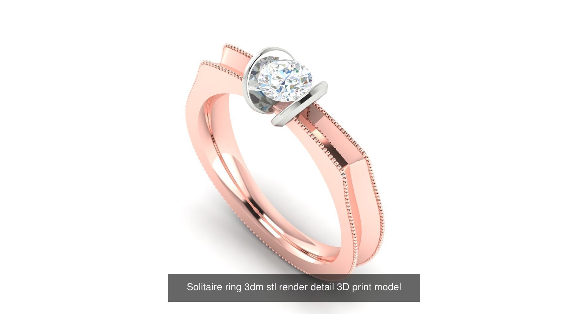 200 model-Bulk Solitaire ring 3dm stl render detail 3D print  3D Model Collection_50
