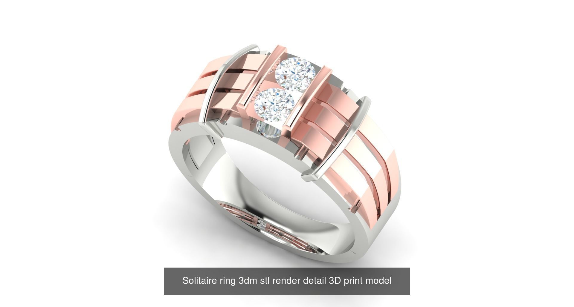 200 model-Bulk Solitaire ring 3dm stl render detail 3D print  3D Model Collection_78