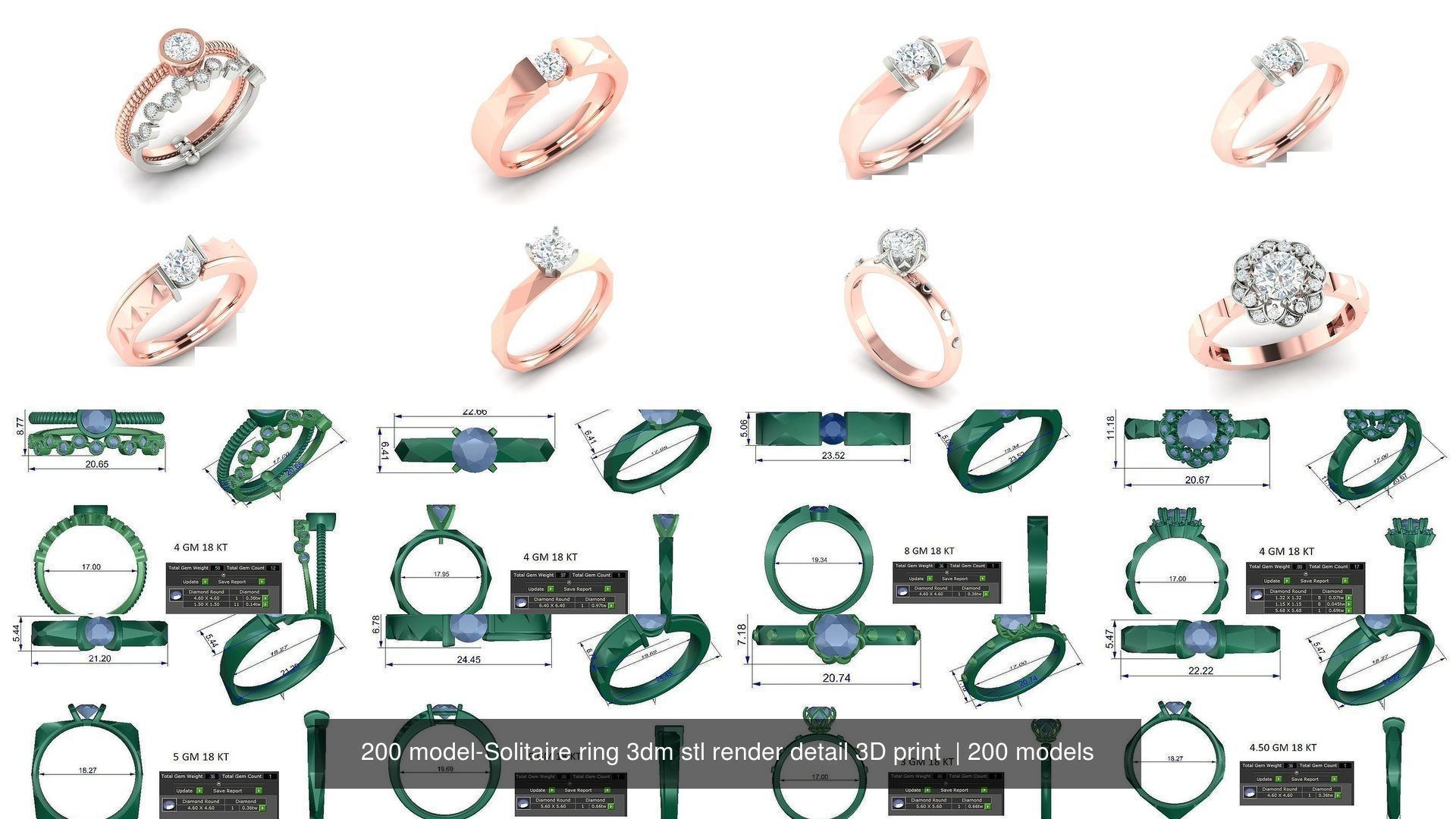 200 model-Bulk Solitaire ring 3dm stl render detail 3D print  3D Model Collection_36