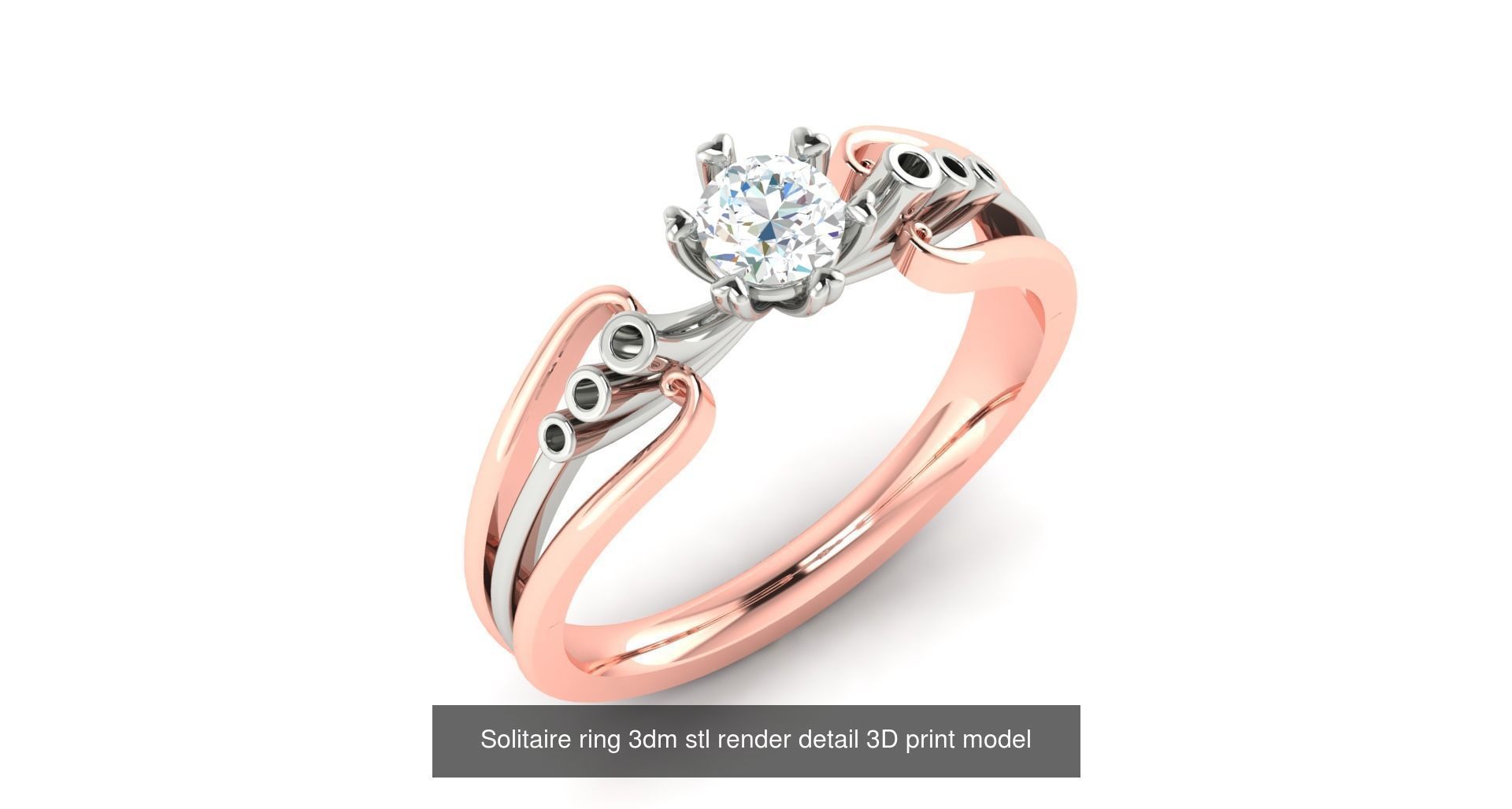 200 model-Bulk Solitaire ring 3dm stl render detail 3D print  3D Model Collection_154