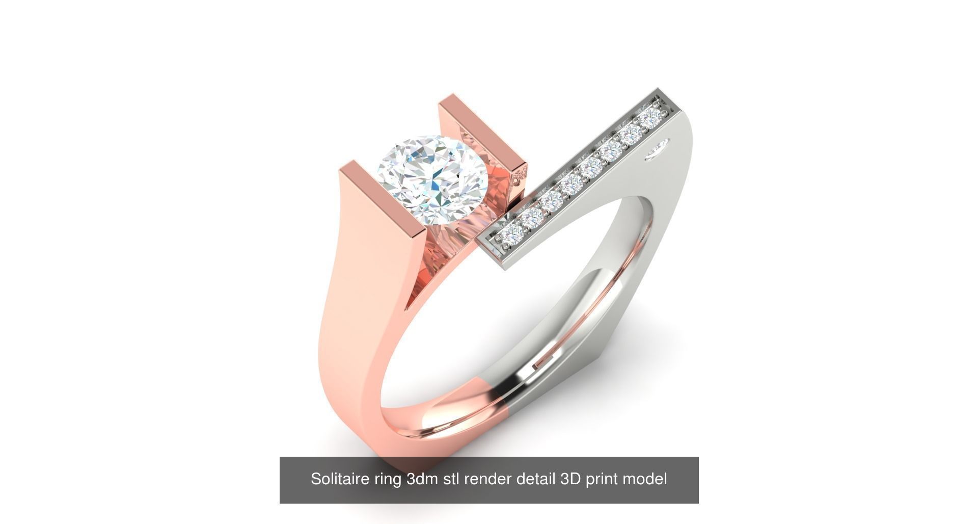 200 model-Bulk Solitaire ring 3dm stl render detail 3D print  3D Model Collection_137