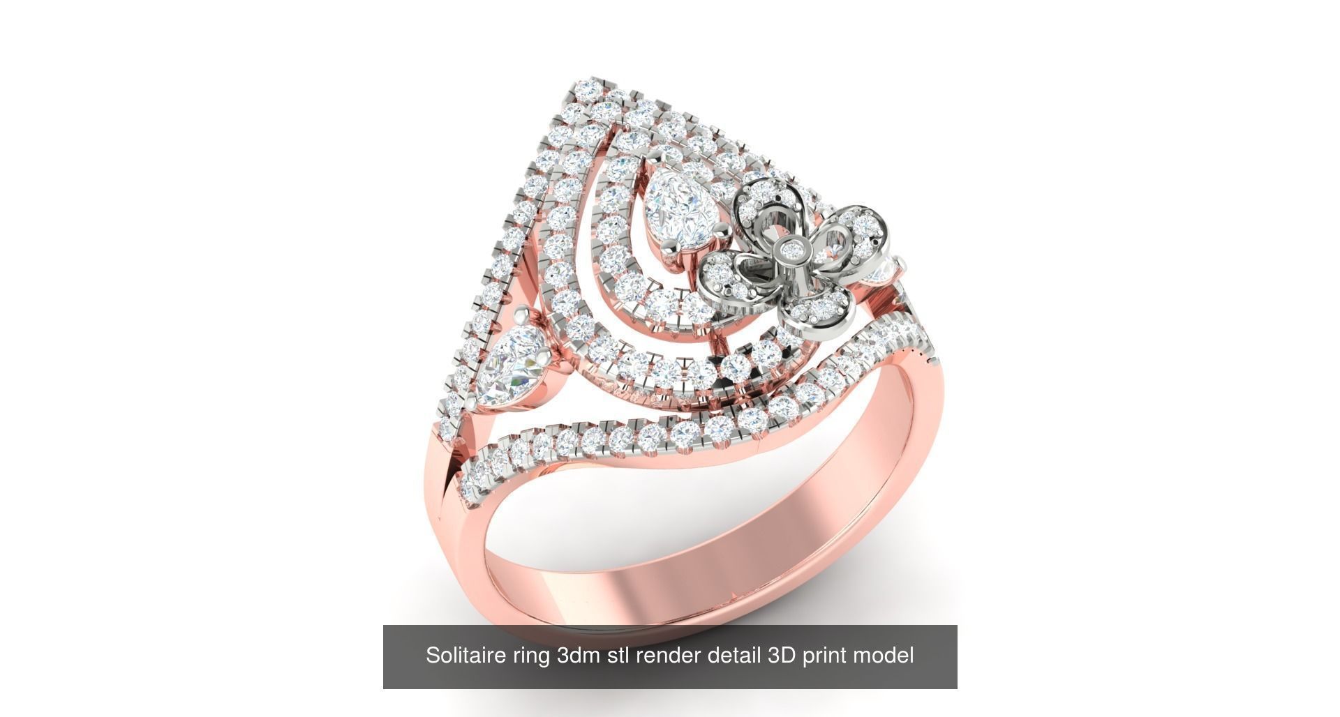 200 model-Bulk Solitaire ring 3dm stl render detail 3D print  3D Model Collection_123